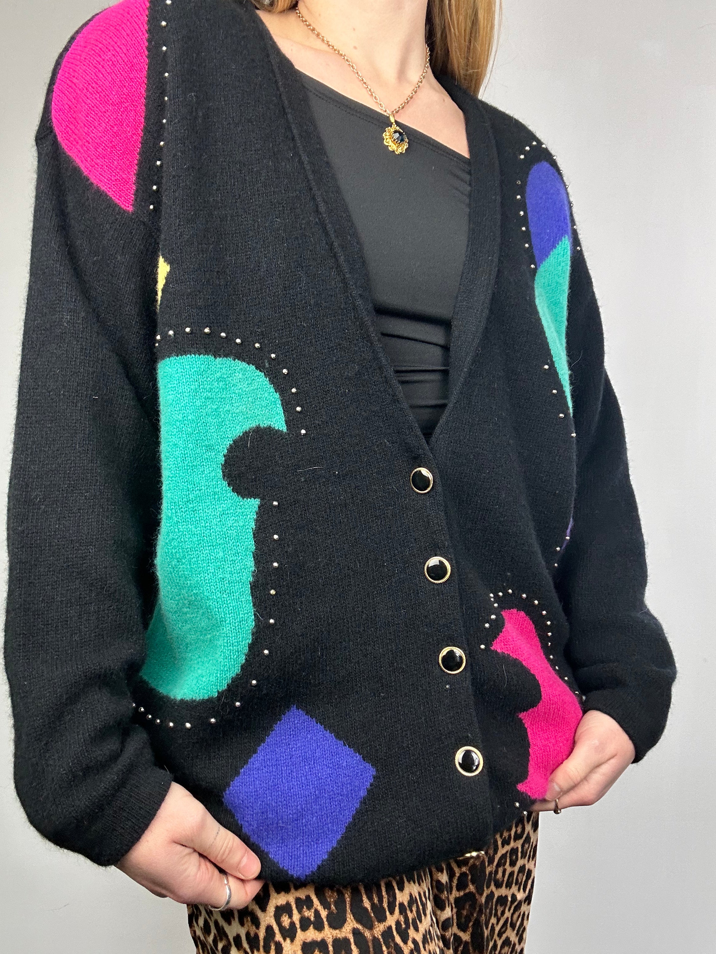 Studded 80's Knit Cardigan Size 12