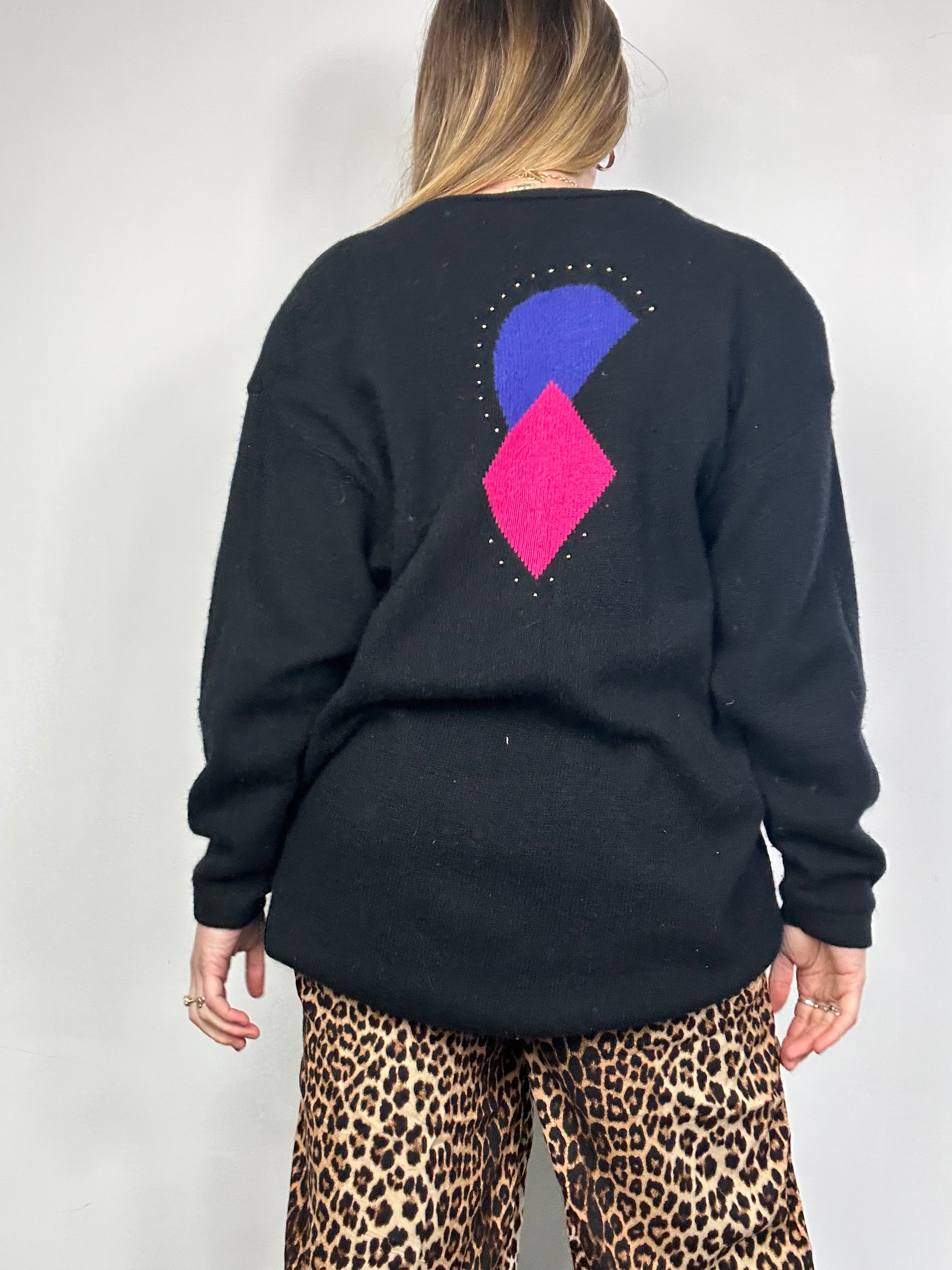 Studded 80's Knit Cardigan Size 12