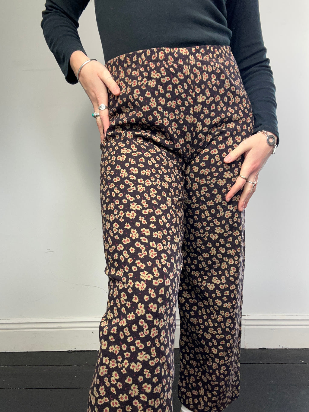 Floral Brown Pants Size S