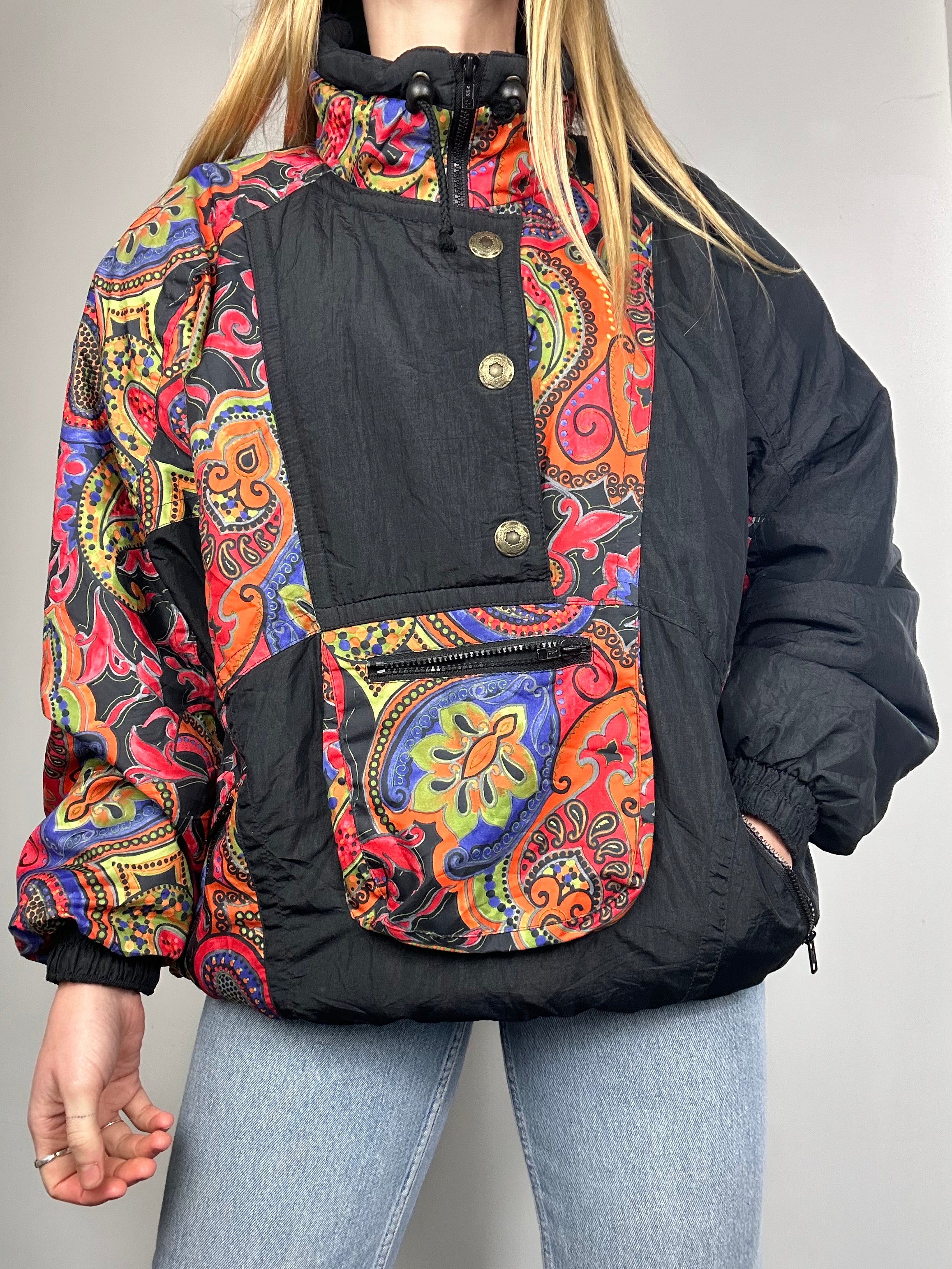 Paisley 80's Half Zip Bomber Jacket  Size L