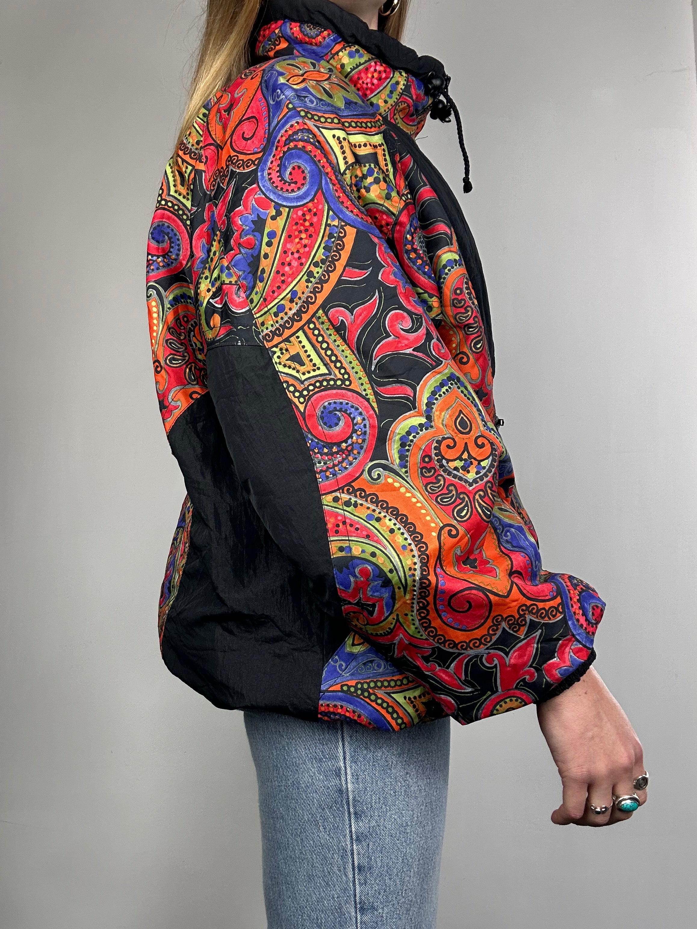 Paisley 80's Half Zip Bomber Jacket  Size L