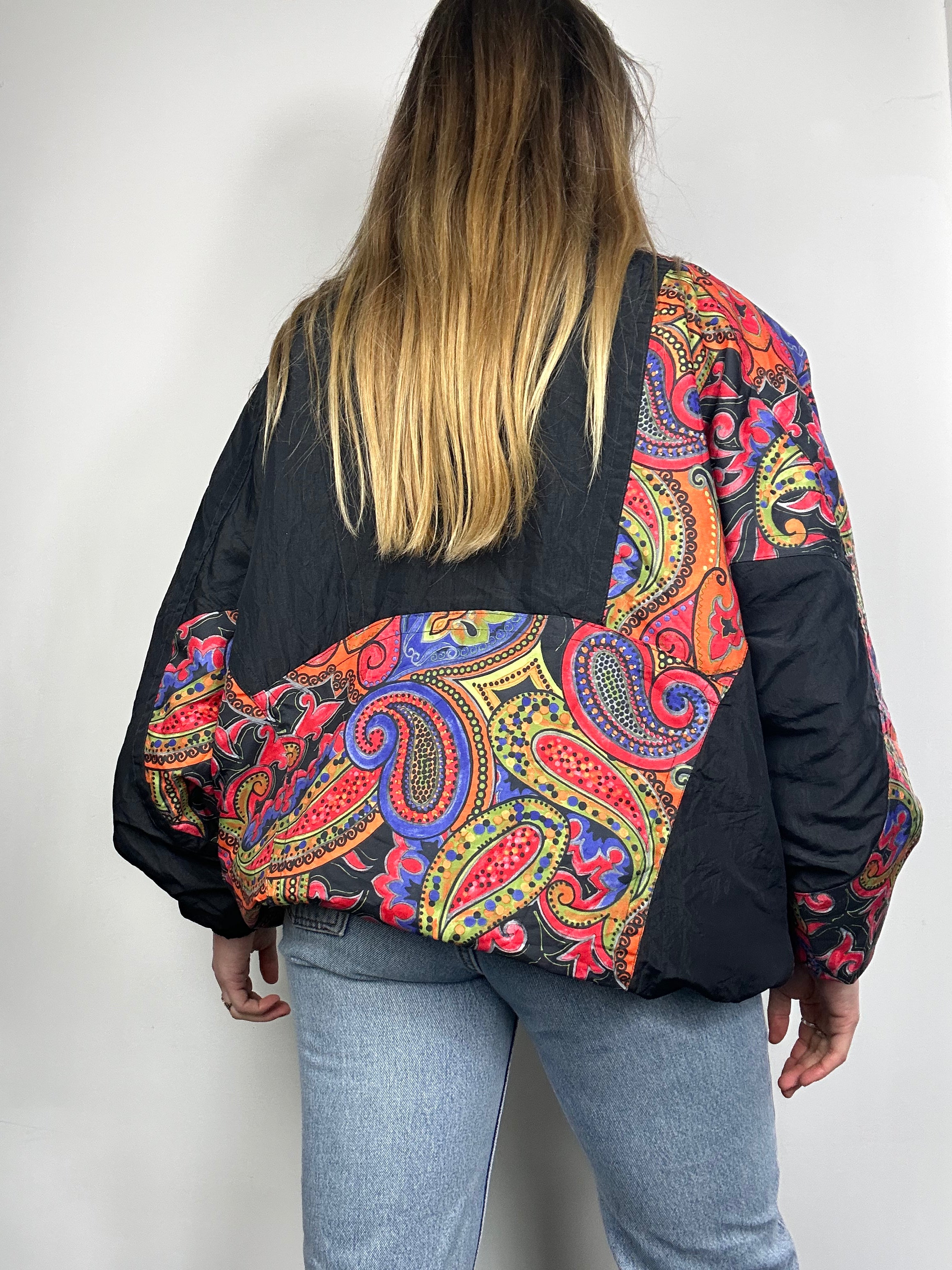 Paisley 80's Half Zip Bomber Jacket  Size L