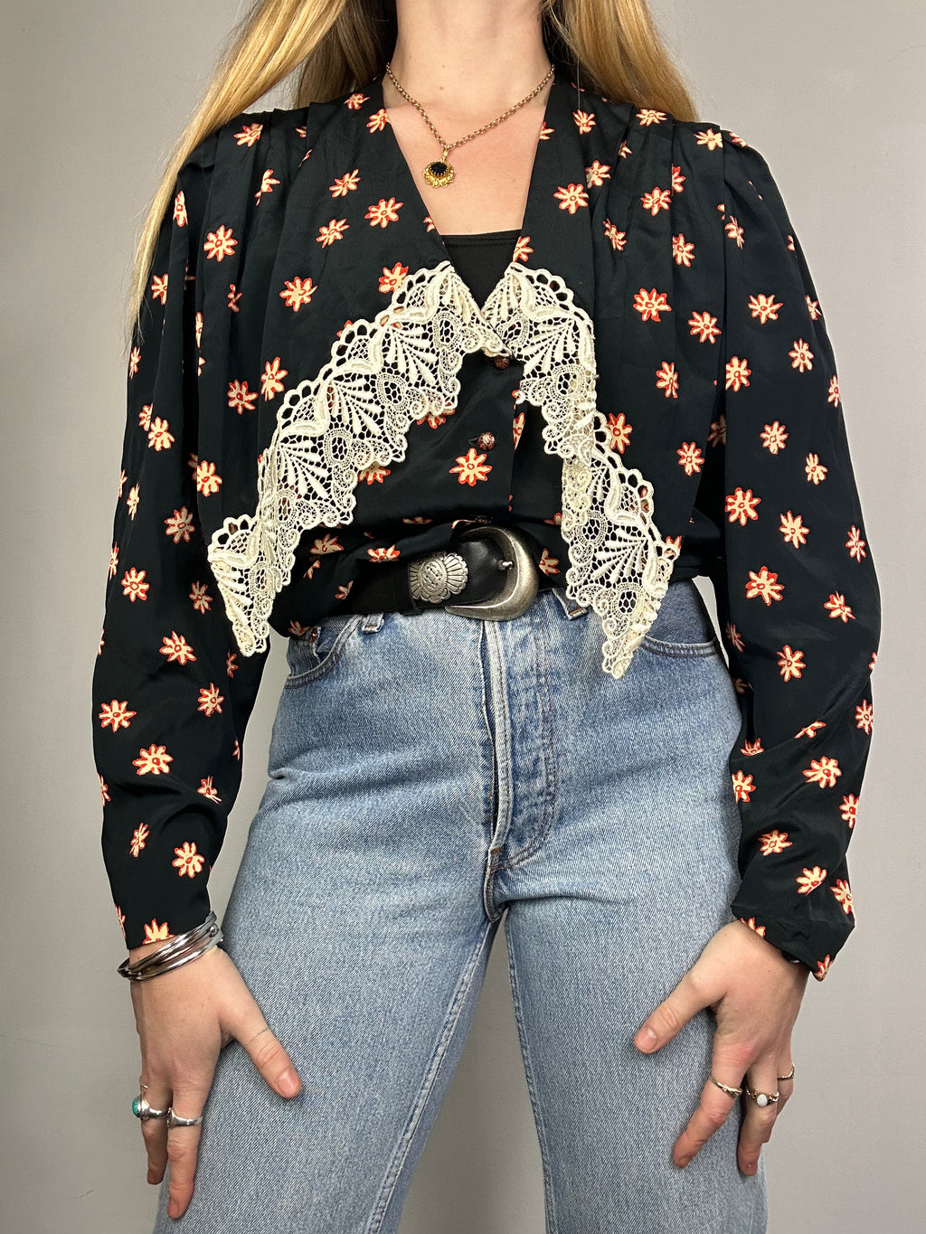 Floral Bog Collar Shirt Size 12