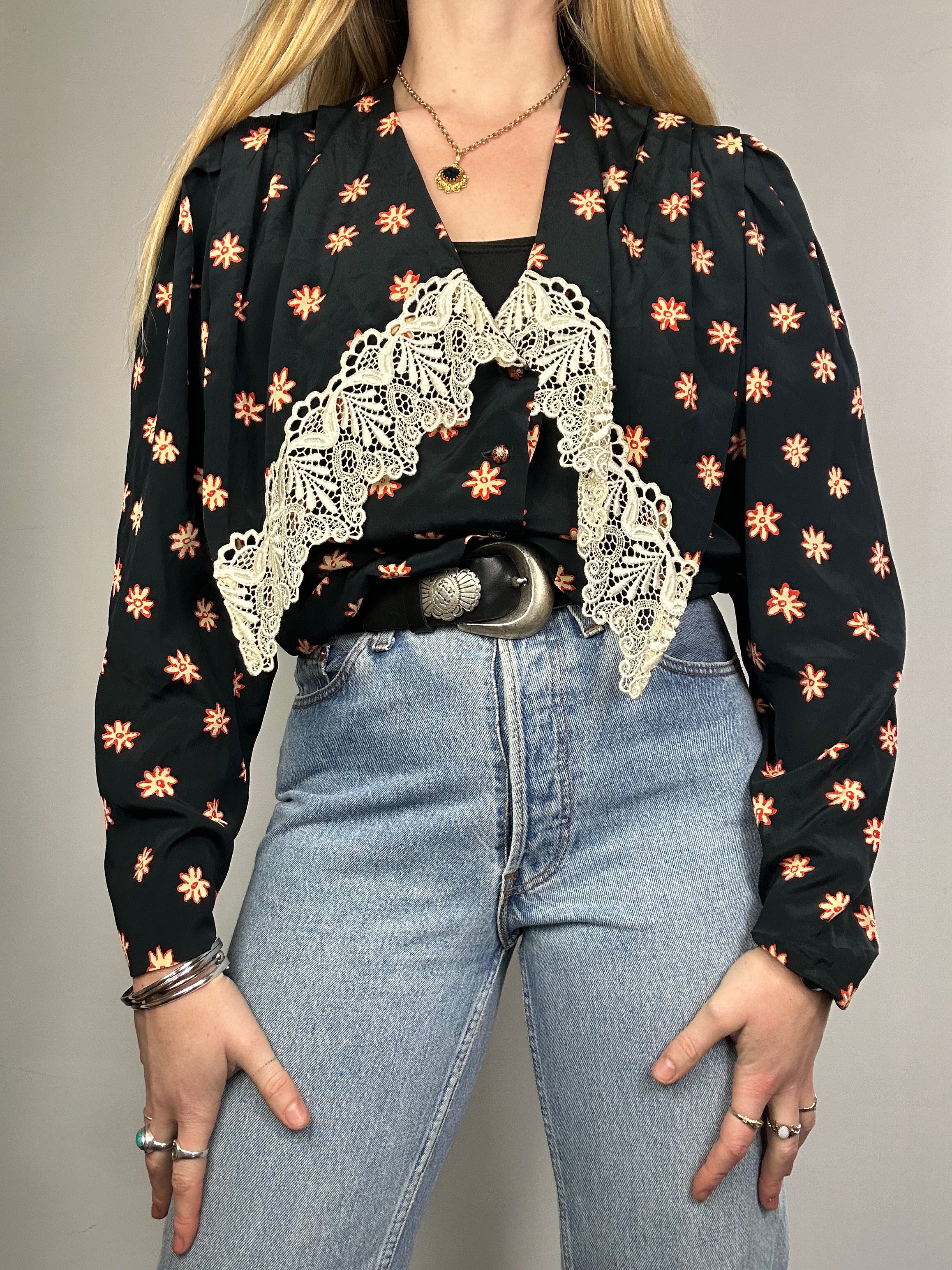 Floral Bog Collar Shirt Size 12