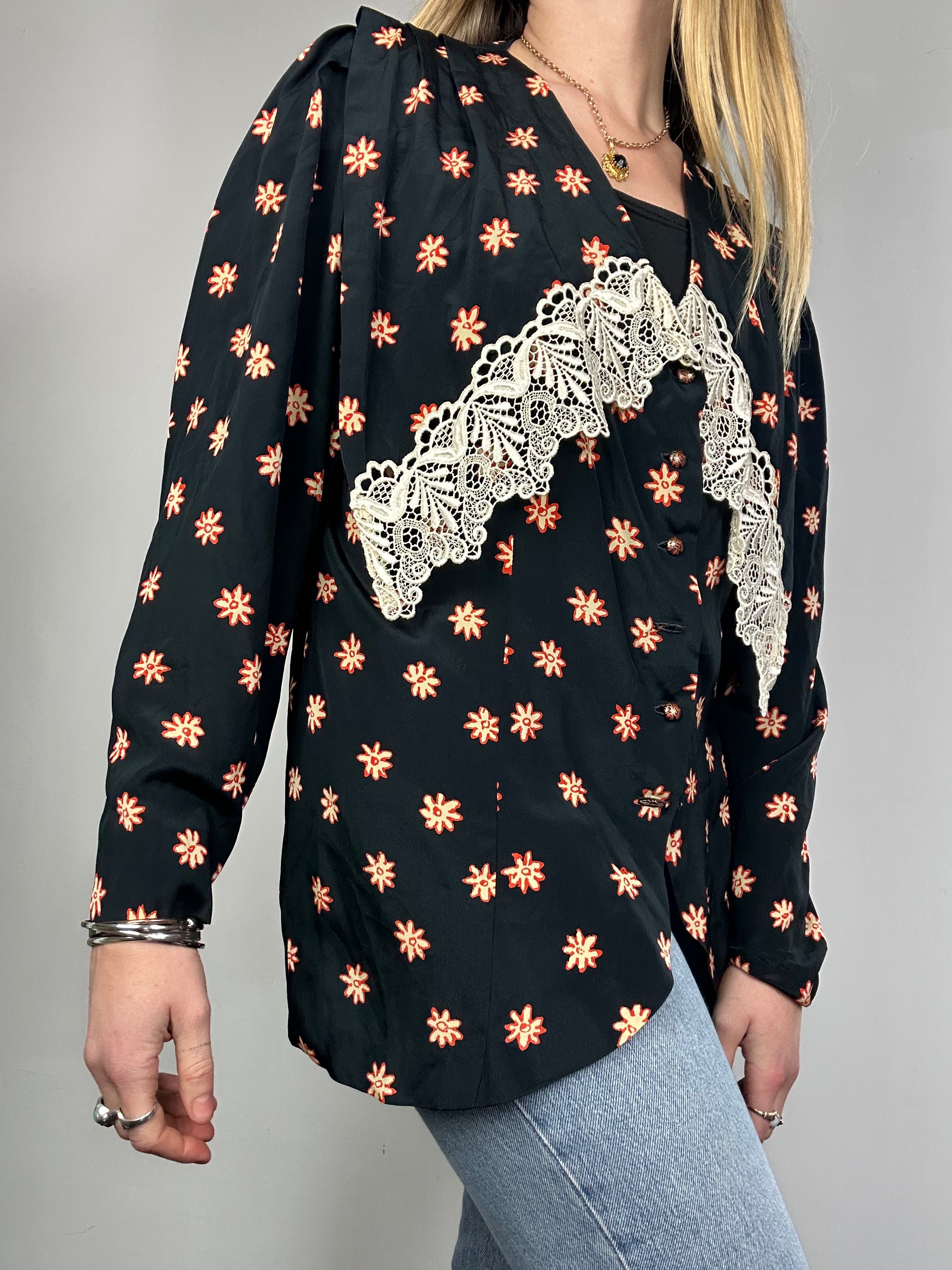 Floral Bog Collar Shirt Size 12