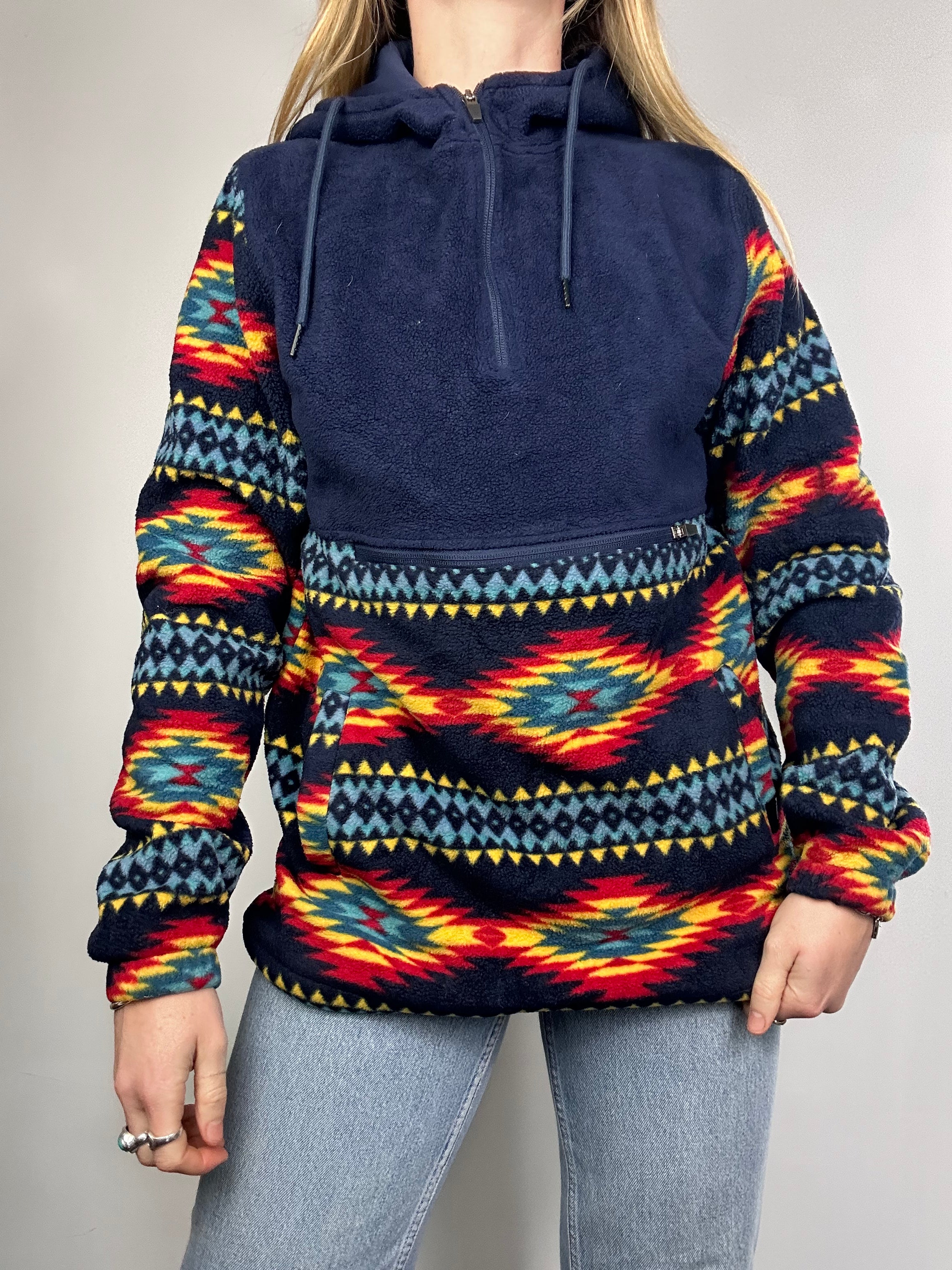 Navy Aztec Fleece Size S