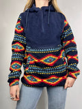 Navy Aztec Fleece Size S