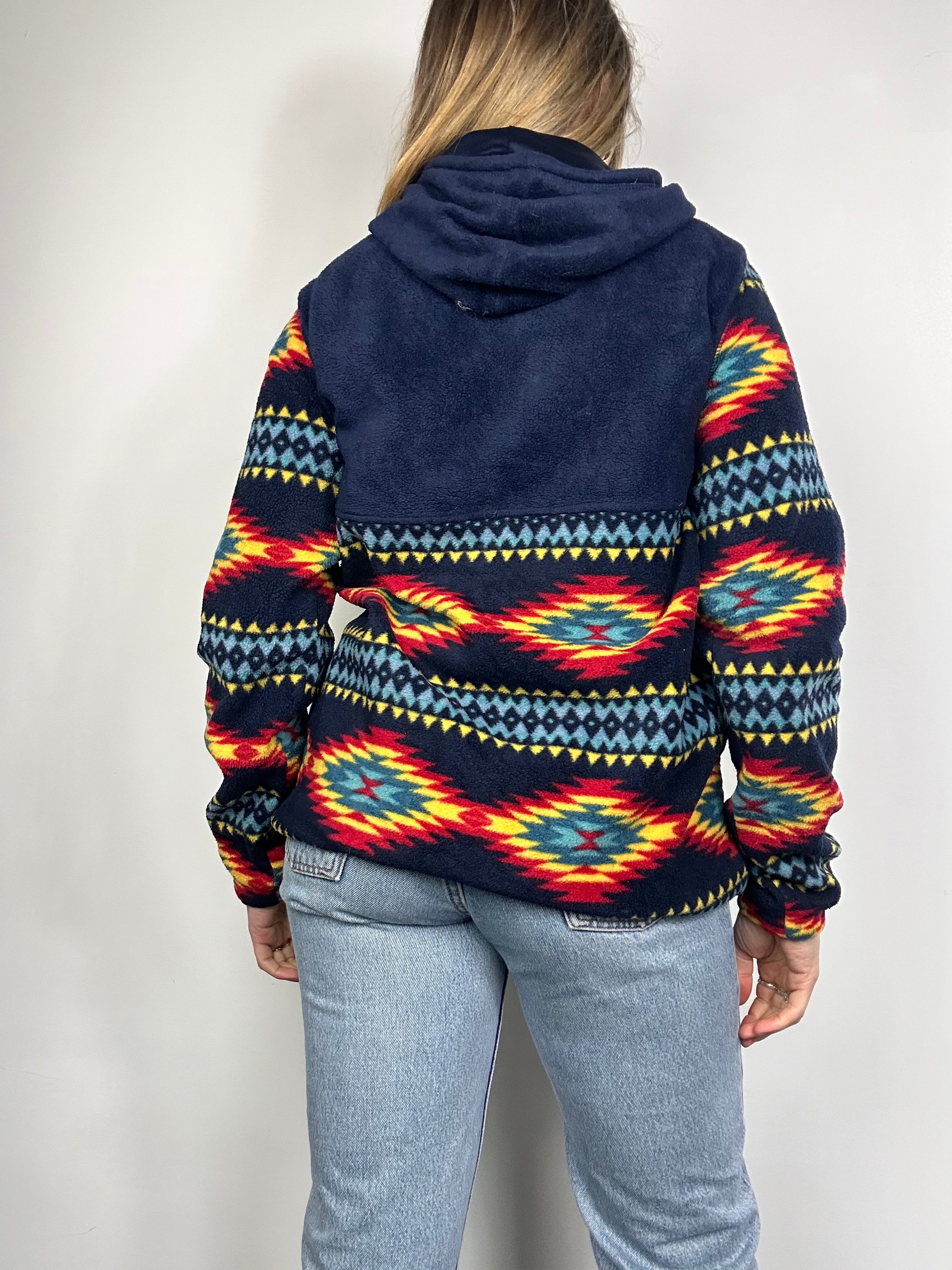 Navy Aztec Fleece Size S