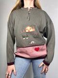Biutton Down Embroidered Sweater Size M