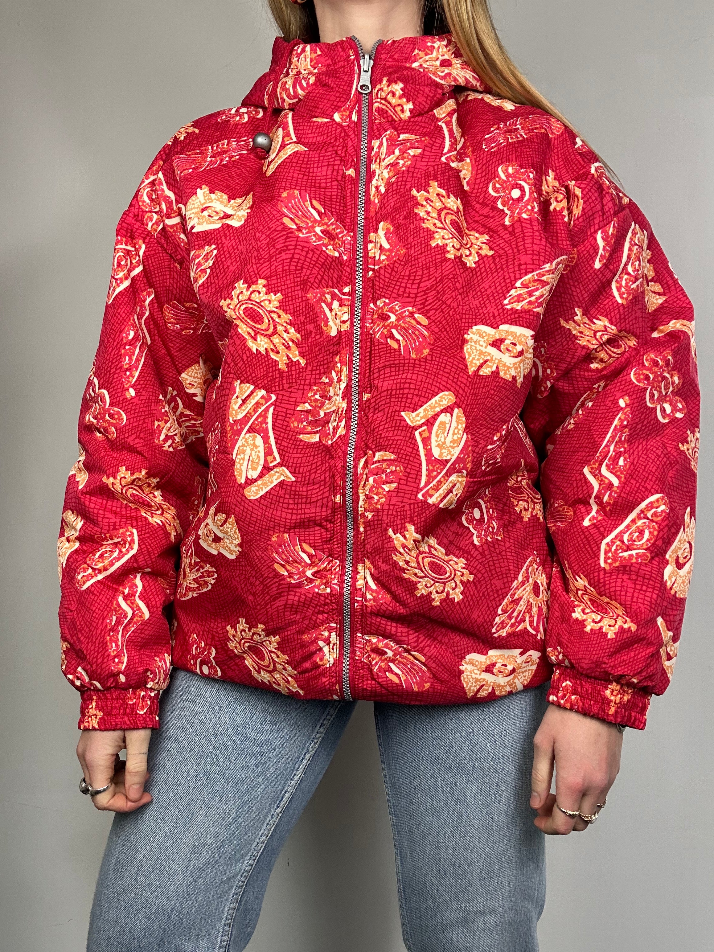 Red 80's Bomber Jacket Size L