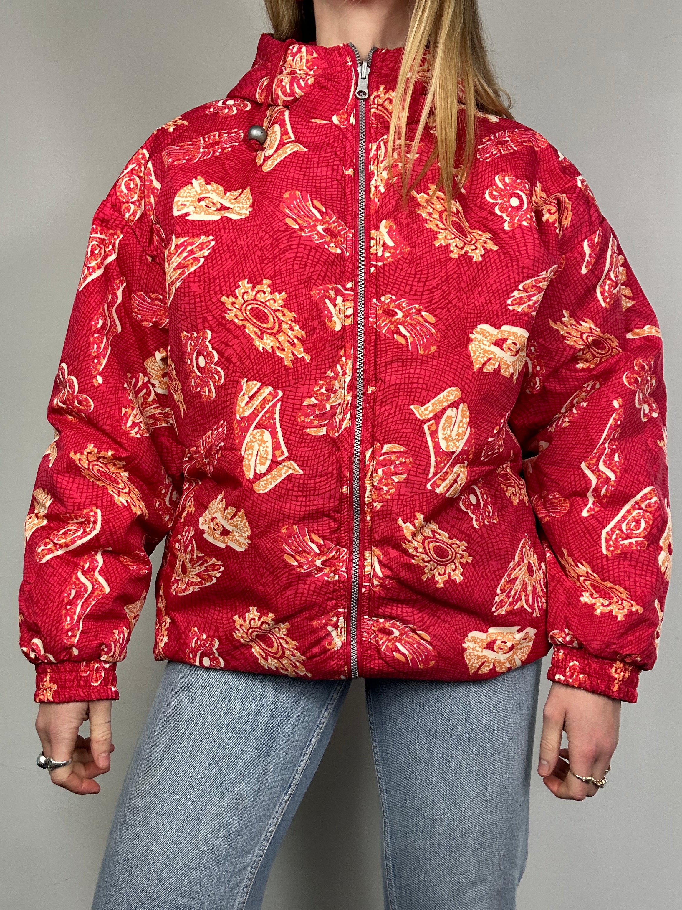 Red 80's Bomber Jacket Size L