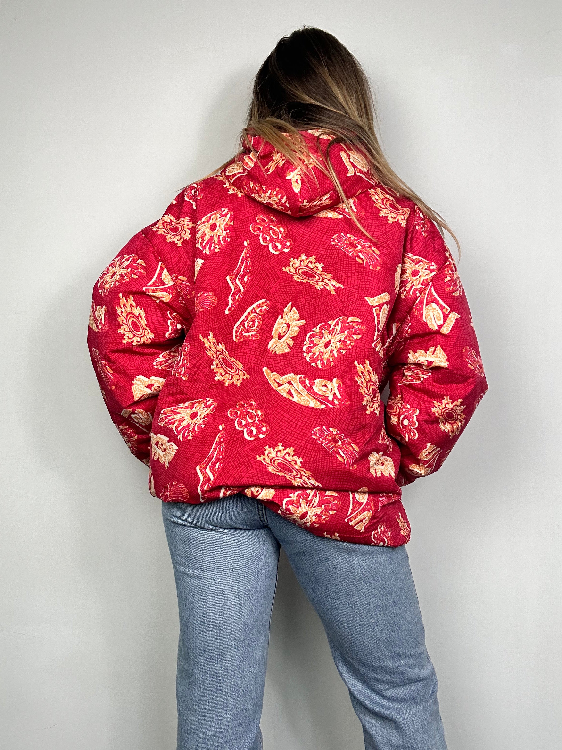 Red 80's Bomber Jacket Size L