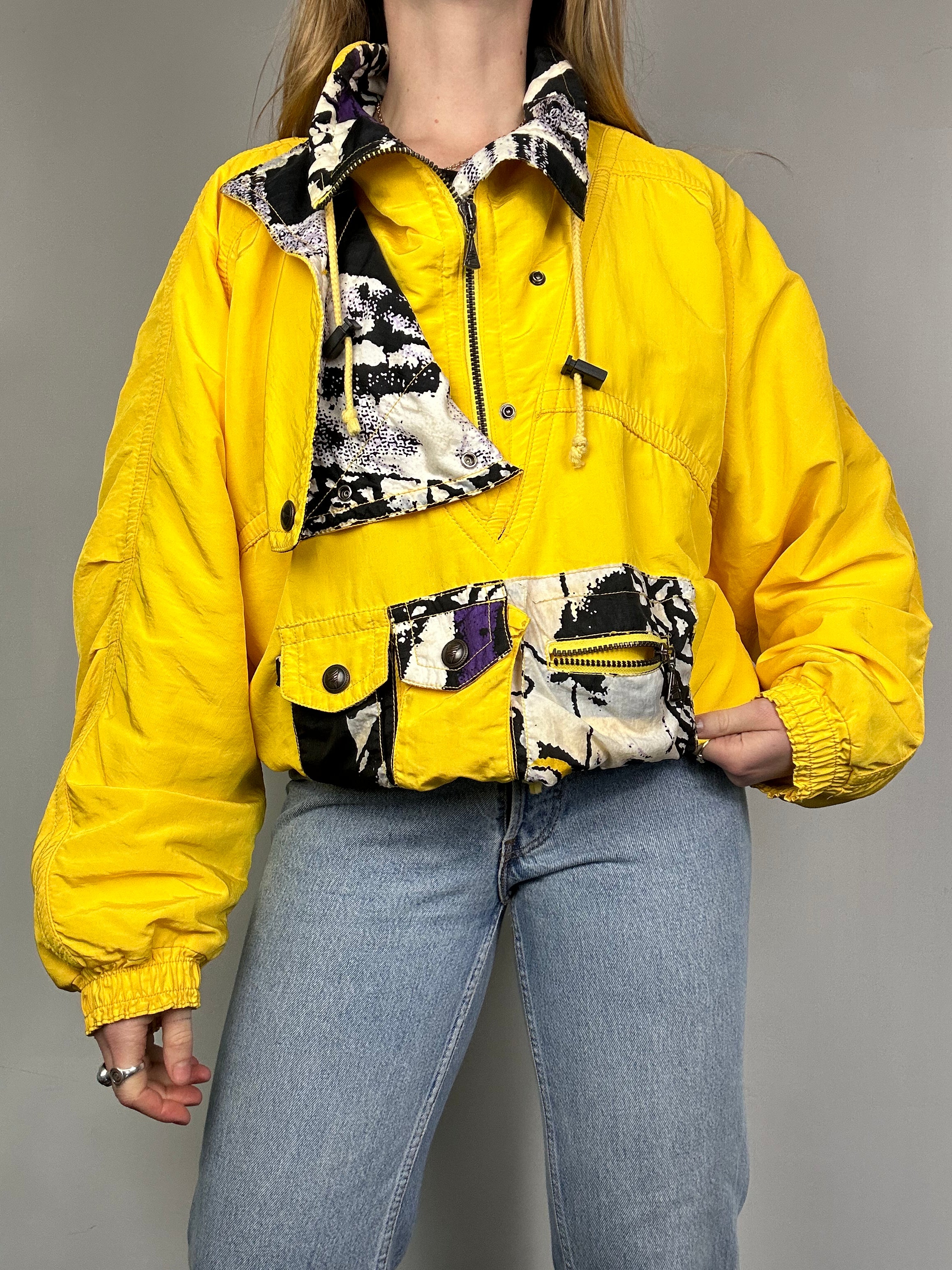 Half Zip Yllow 80's Jacket Size M