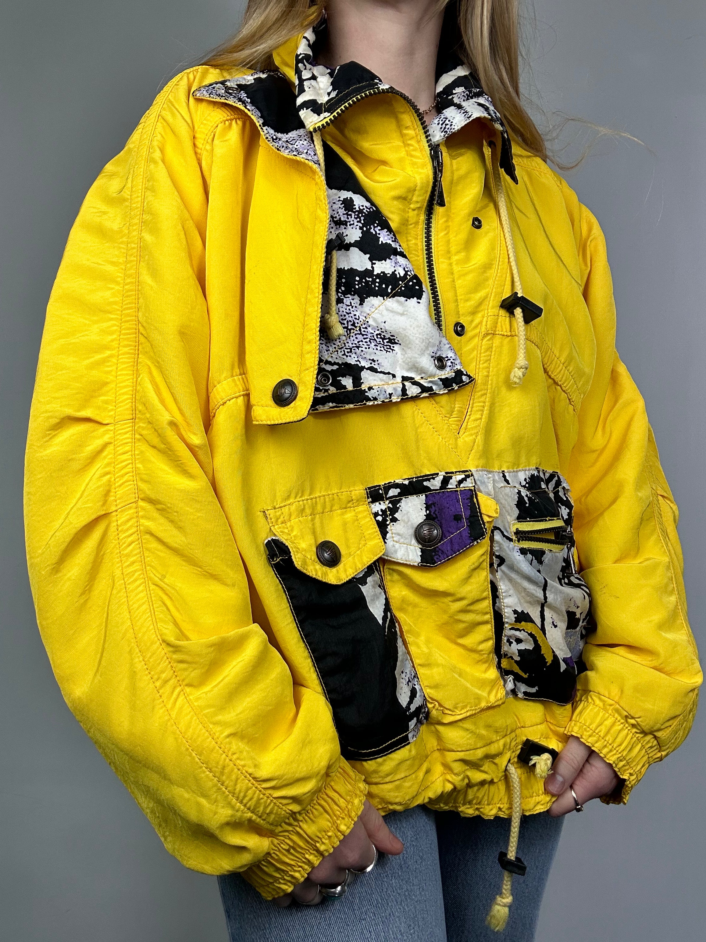 Half Zip Yllow 80's Jacket Size M