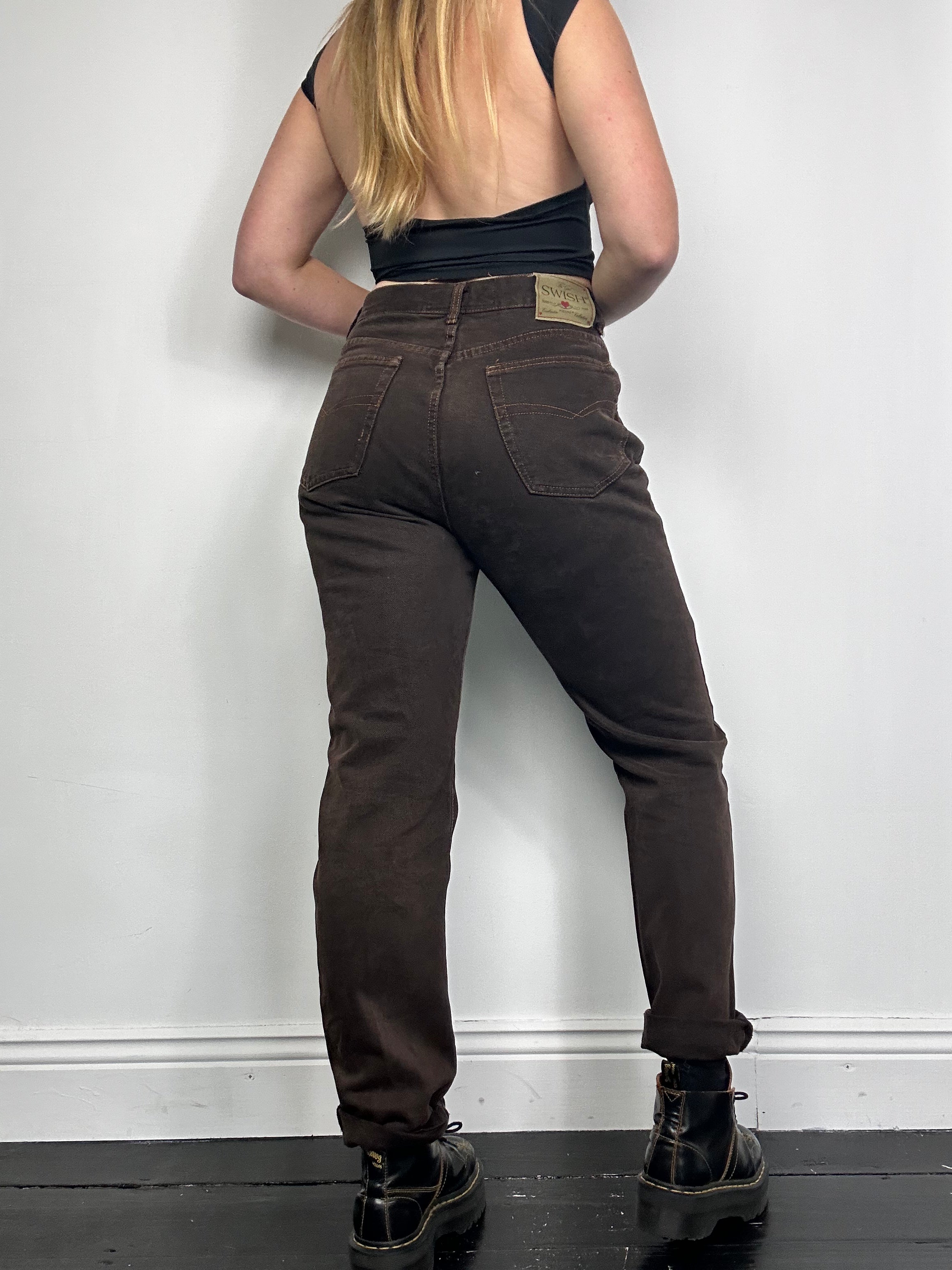 High Waisted Brown Denim Jeans Size 30” waist