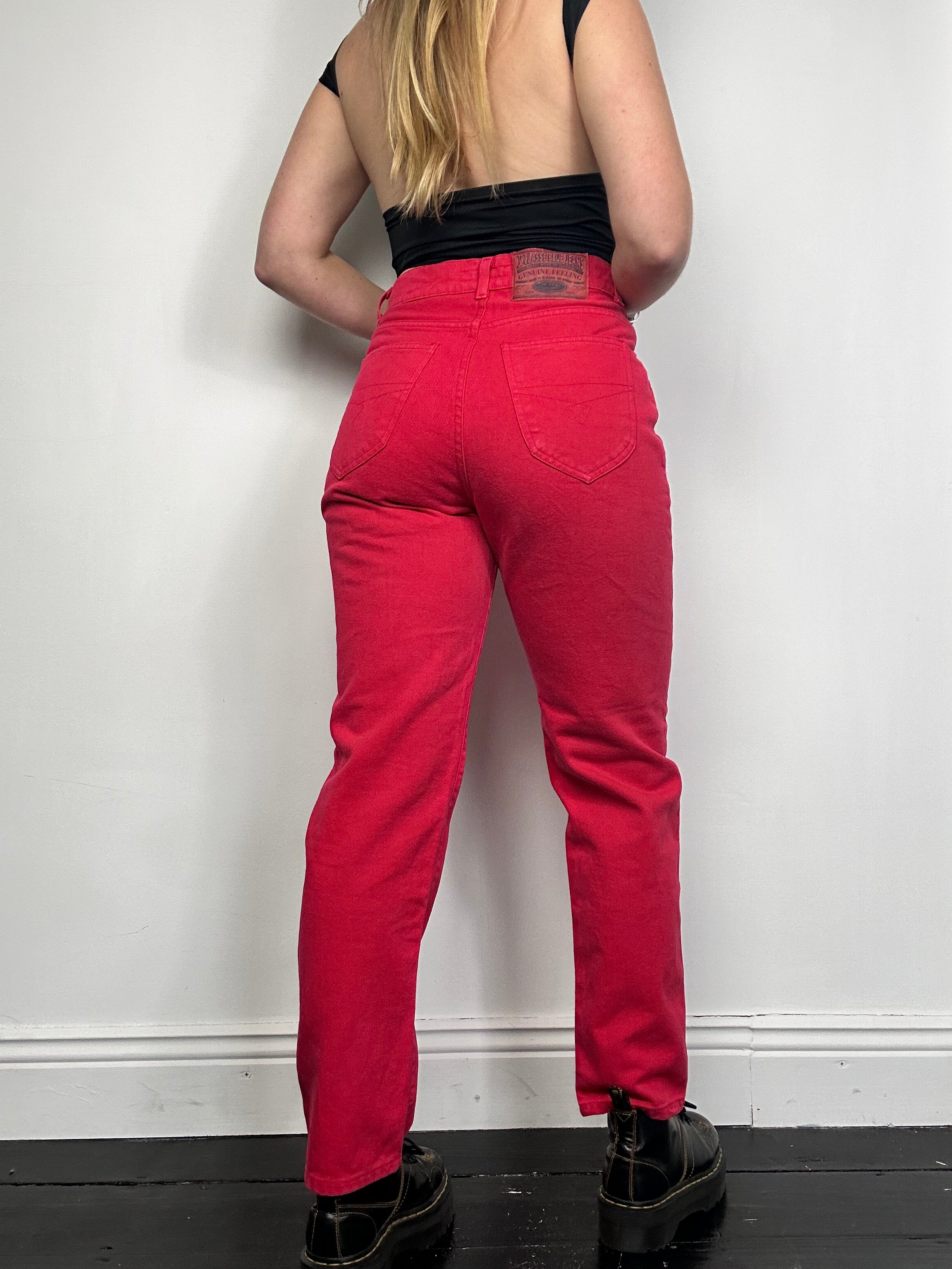 High Waisted Red jeans Size29” waist