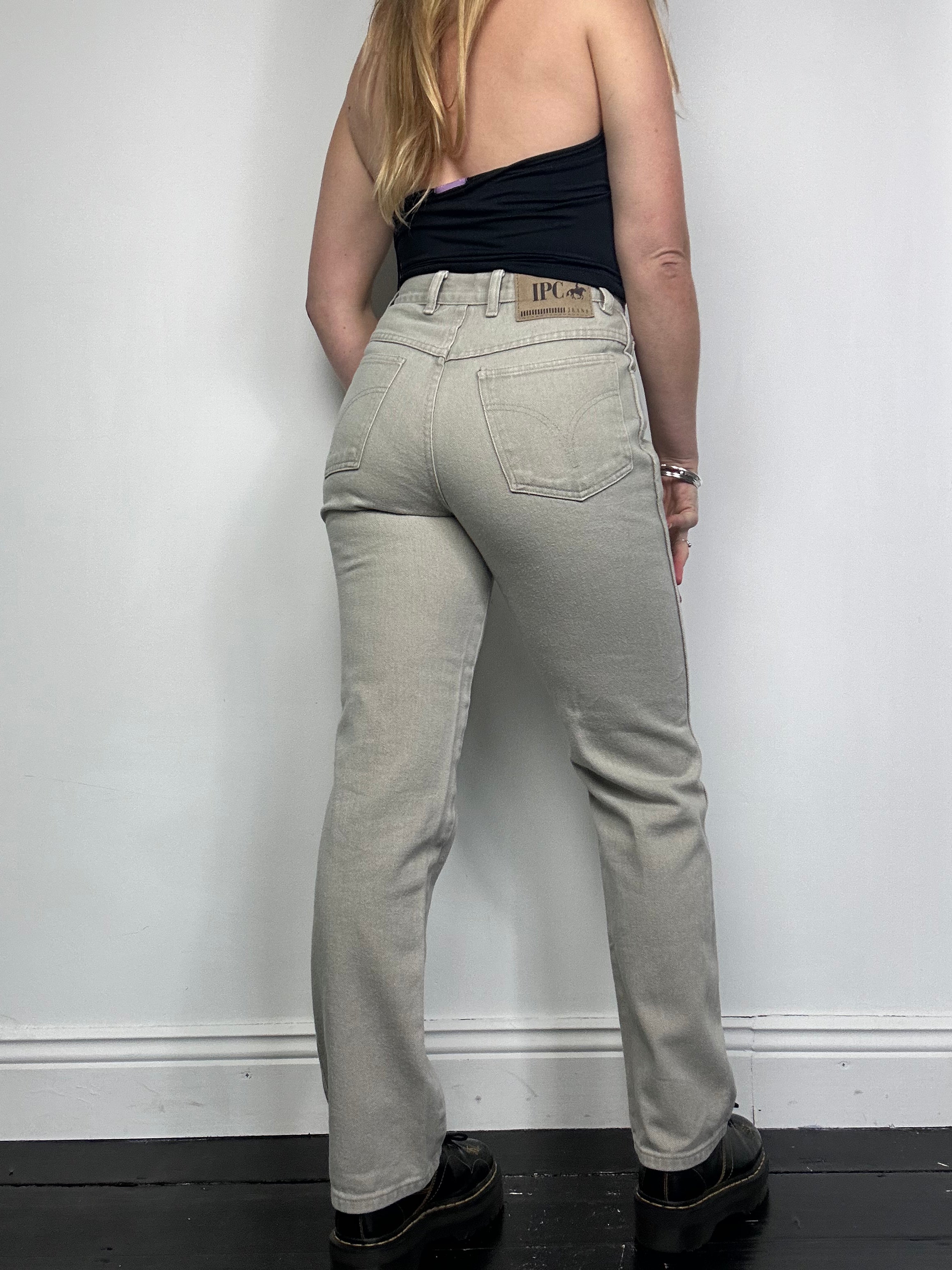 High Waisted Taupe Denim Jeans Size 28” waist
