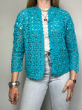 Blue Crochet Cardigan Size 10