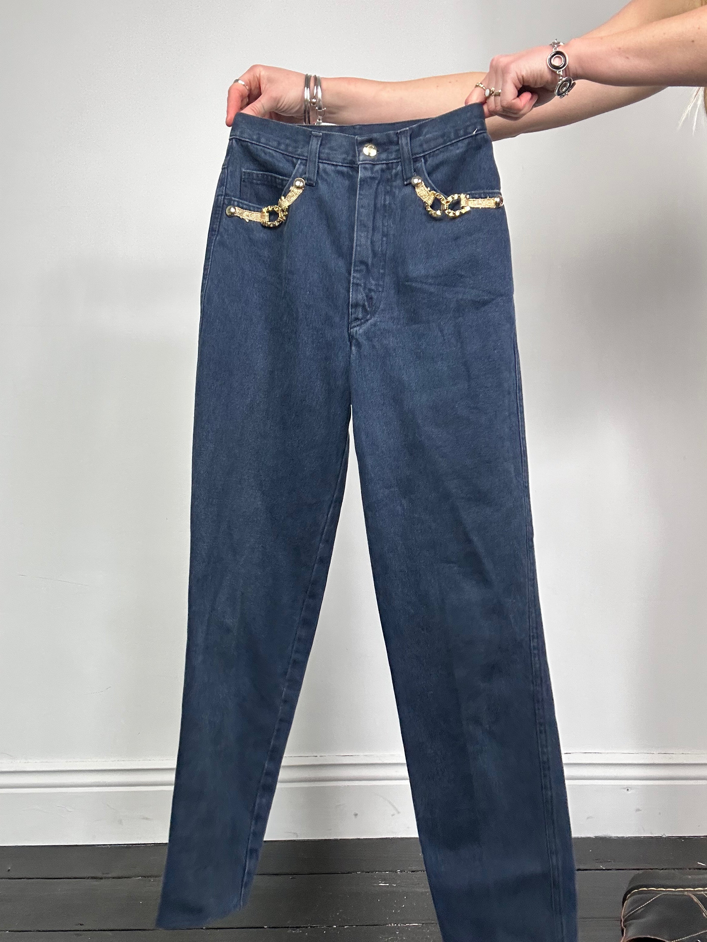 High Waisted Embellished jeans Size25” waist