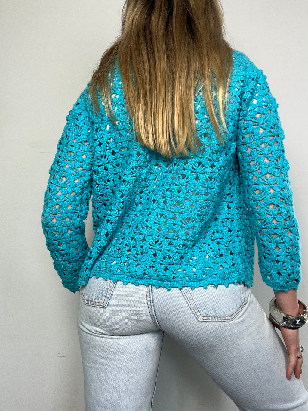 Blue Crochet Cardigan Size 10
