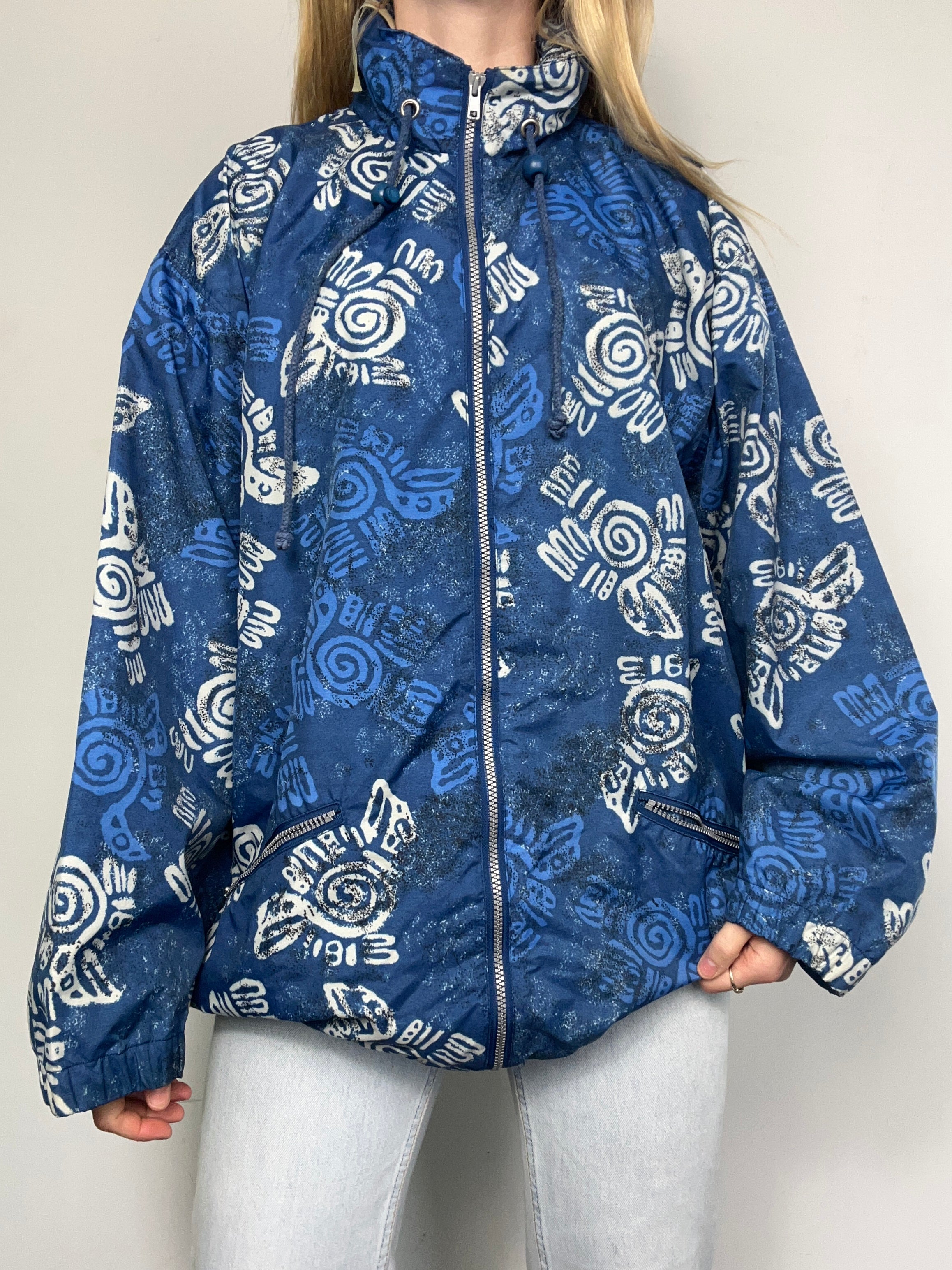 Blue 90's Swirl Raincoat Size L