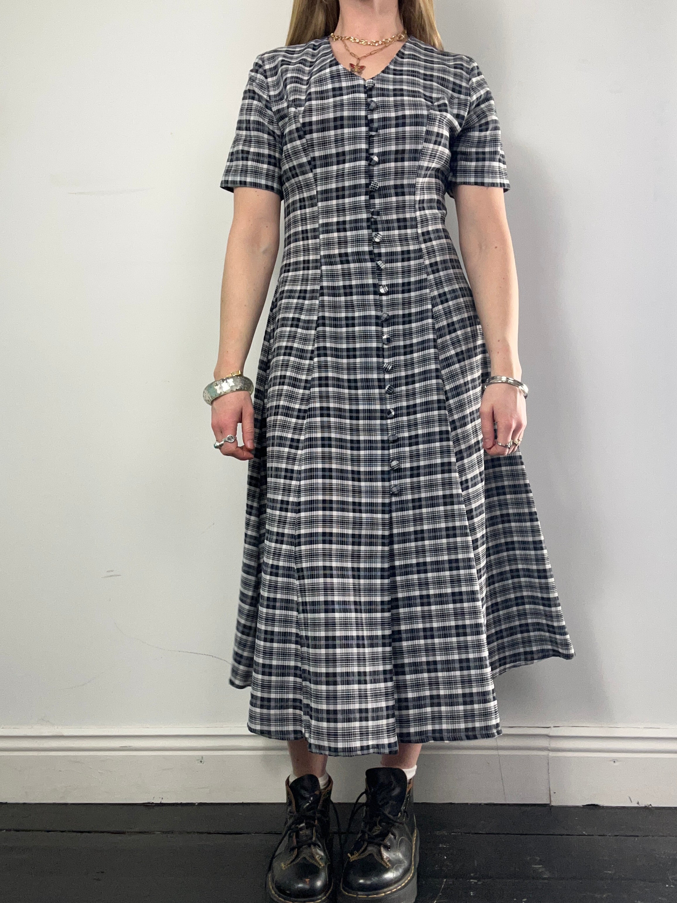 Tartan 90's Midi Dress Size 10