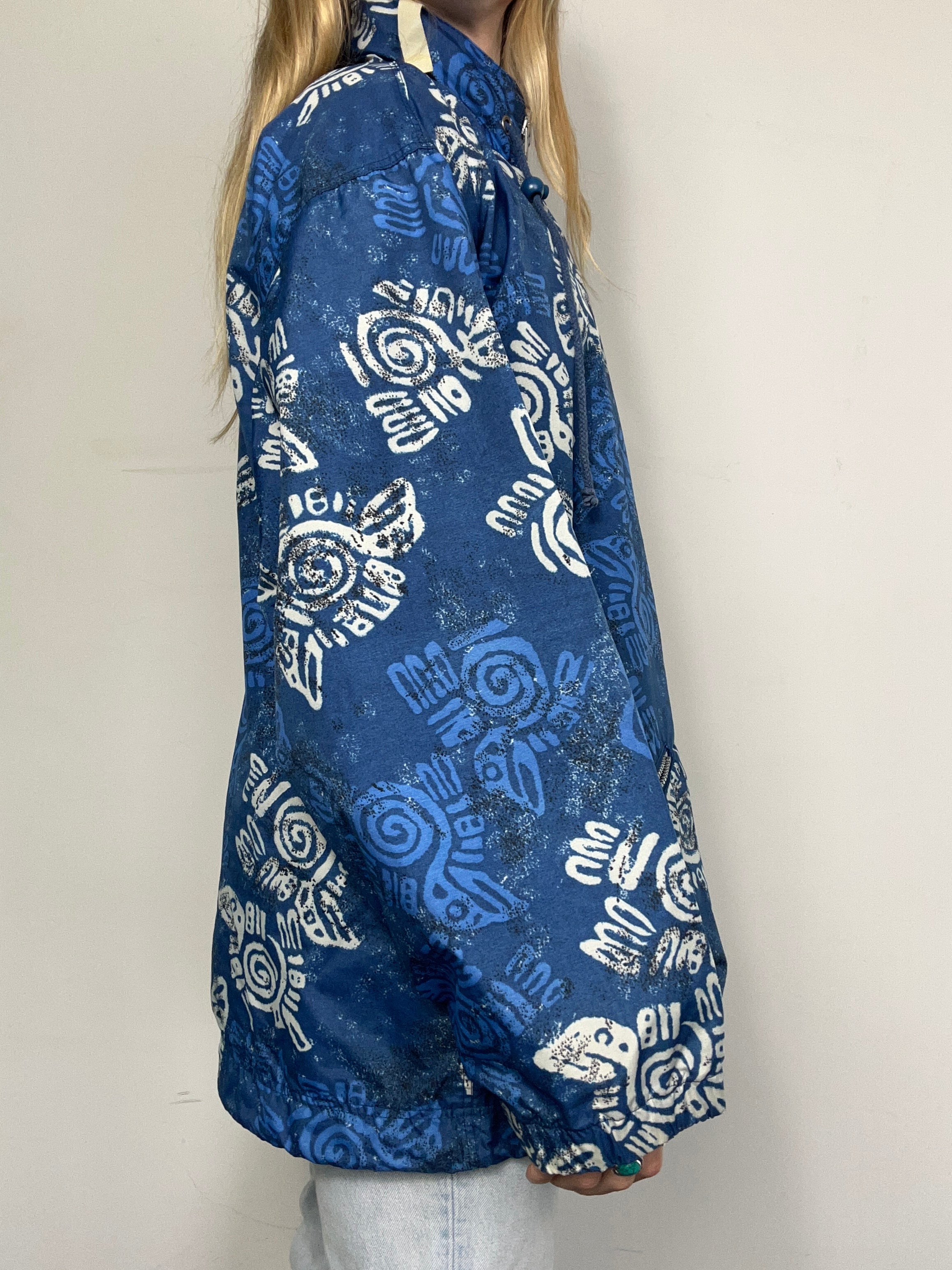 Blue 90's Swirl Raincoat Size L