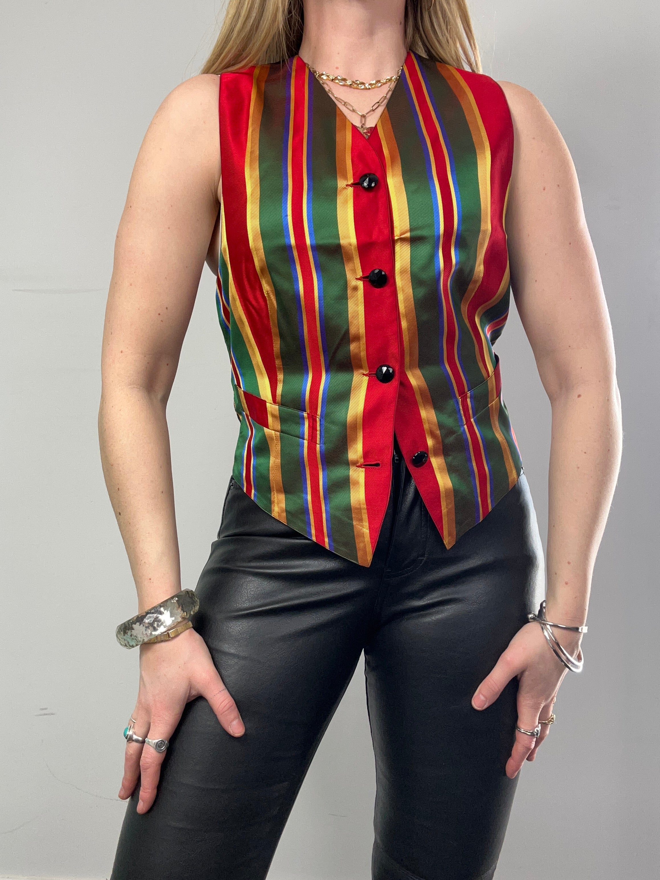 Satin Striped Waistcoat Size 10