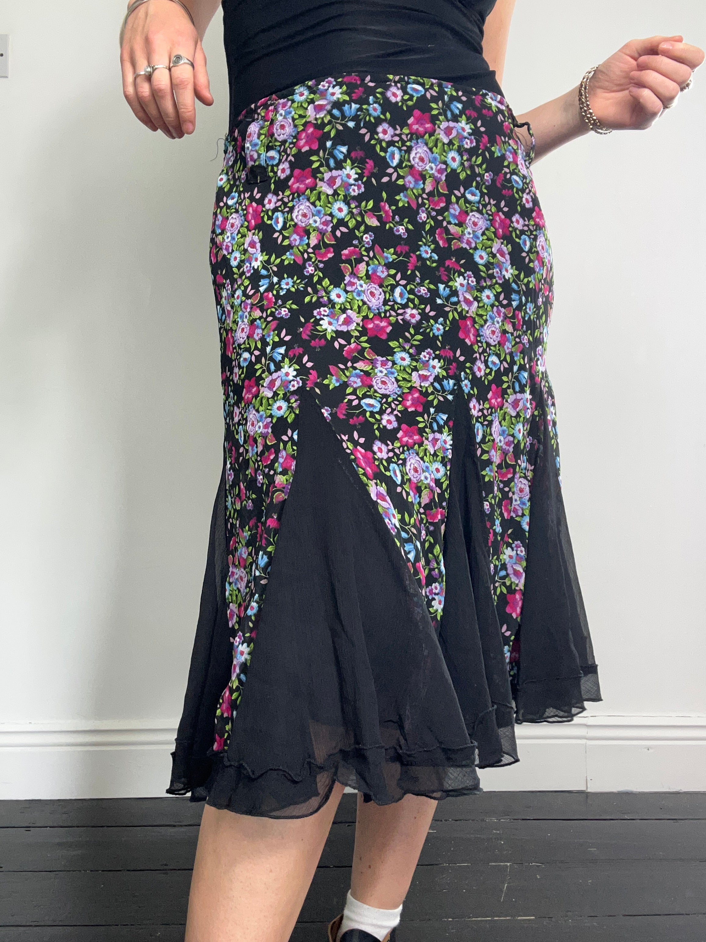 Chiffon Floral Midi Skirt Size 12
