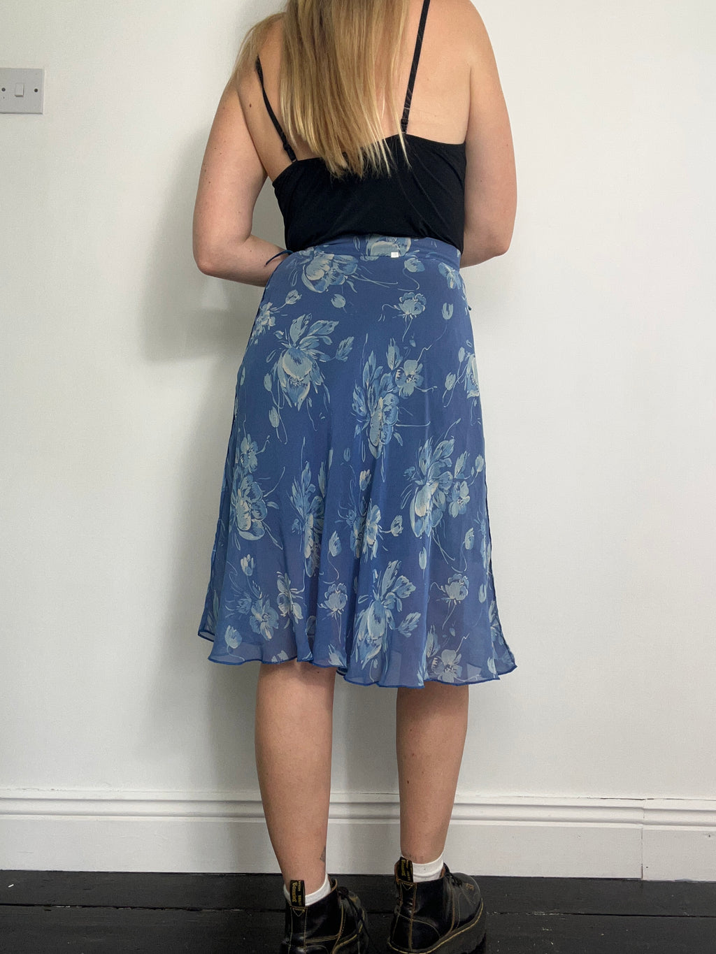 Chiffon Sheer 90's Floral Wrap Skirt Size 8