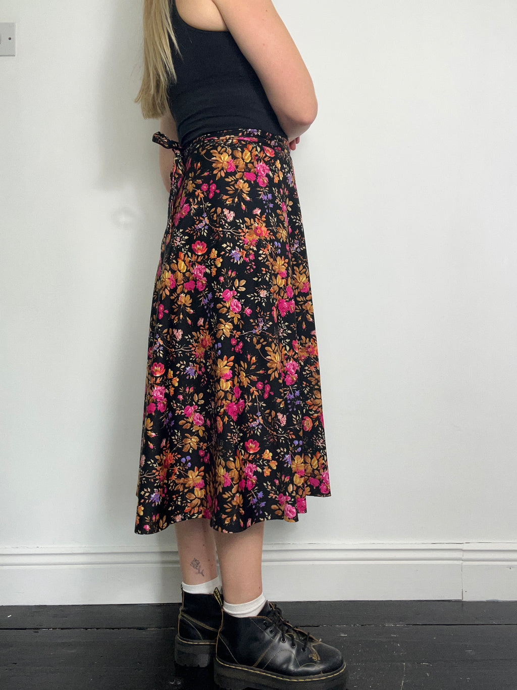 70's Flroal Wrap Skirt Size 10