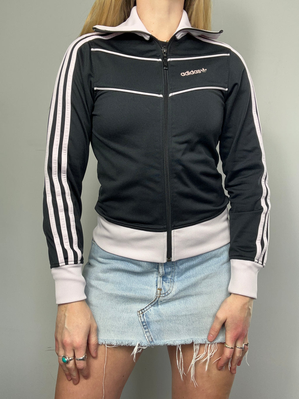 Black And White Adidas Track Jacket Size Xs