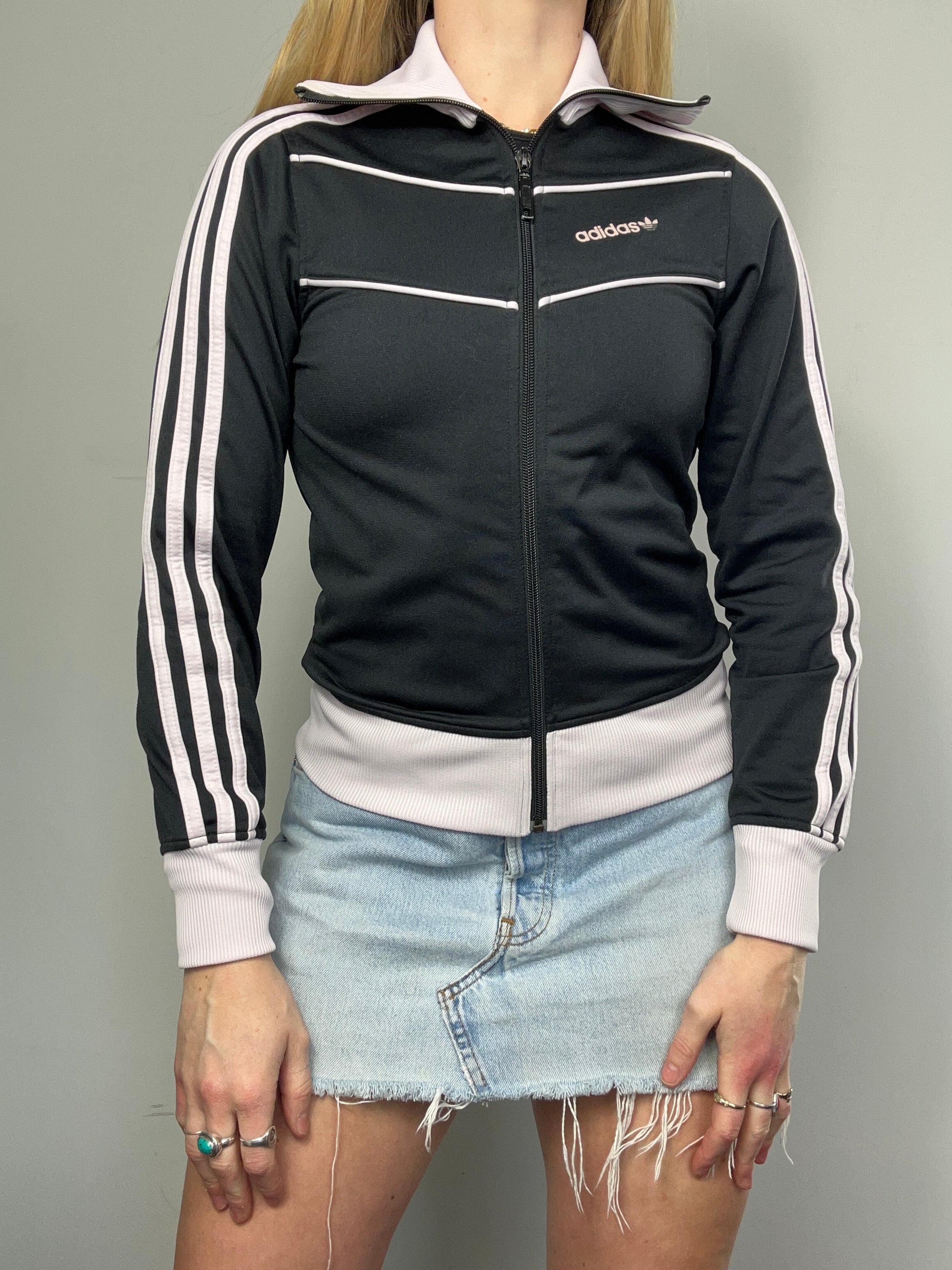 Black And White Adidas Track Jacket Size Xs