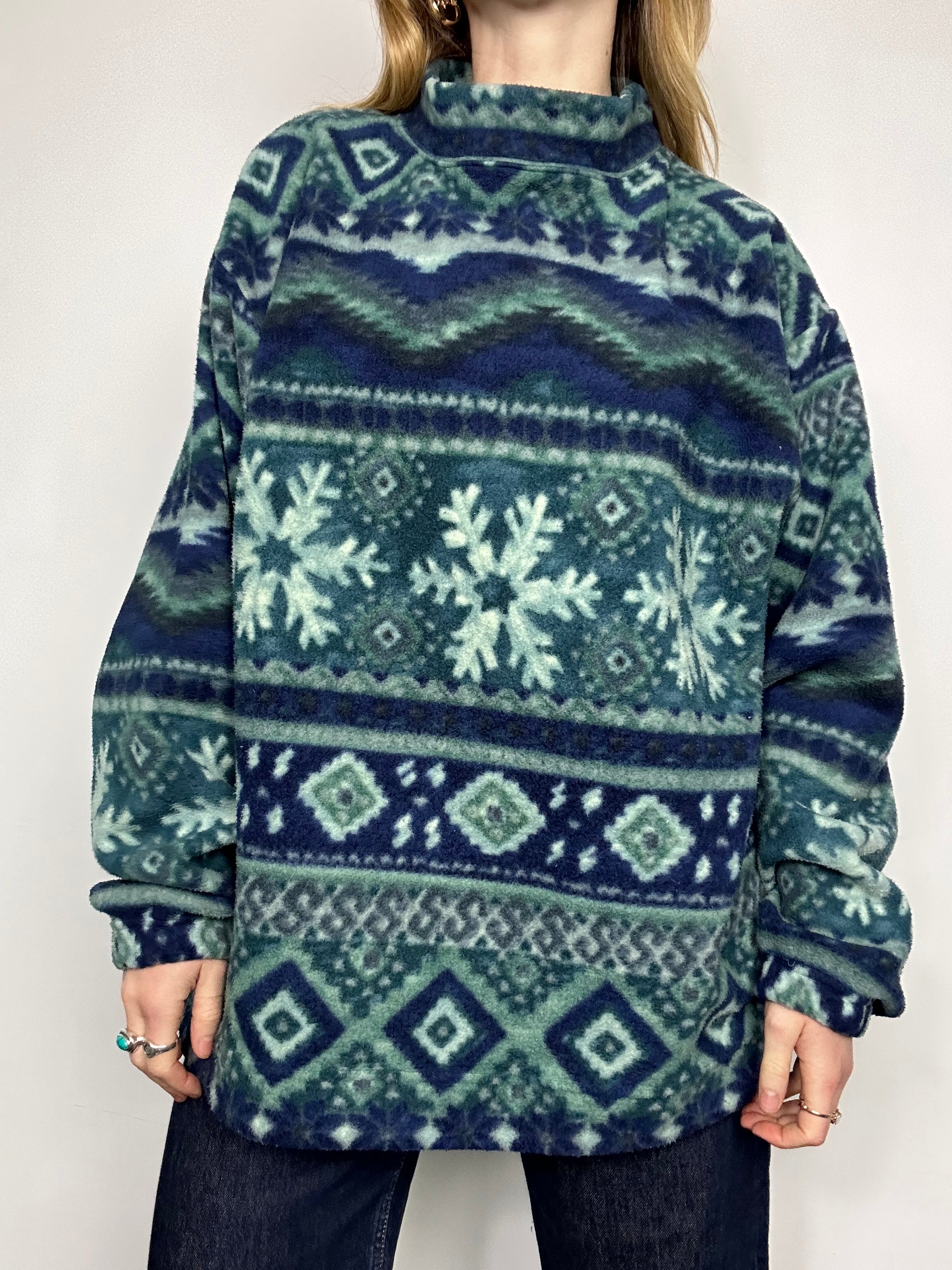 Navy Teal 80's Fleece Size L