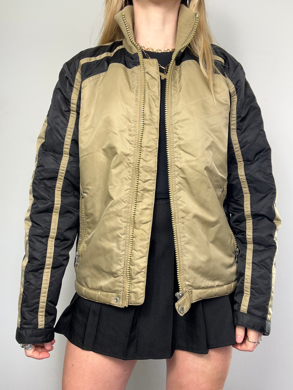 Gold Nylon 90's racer Jacket Size 10