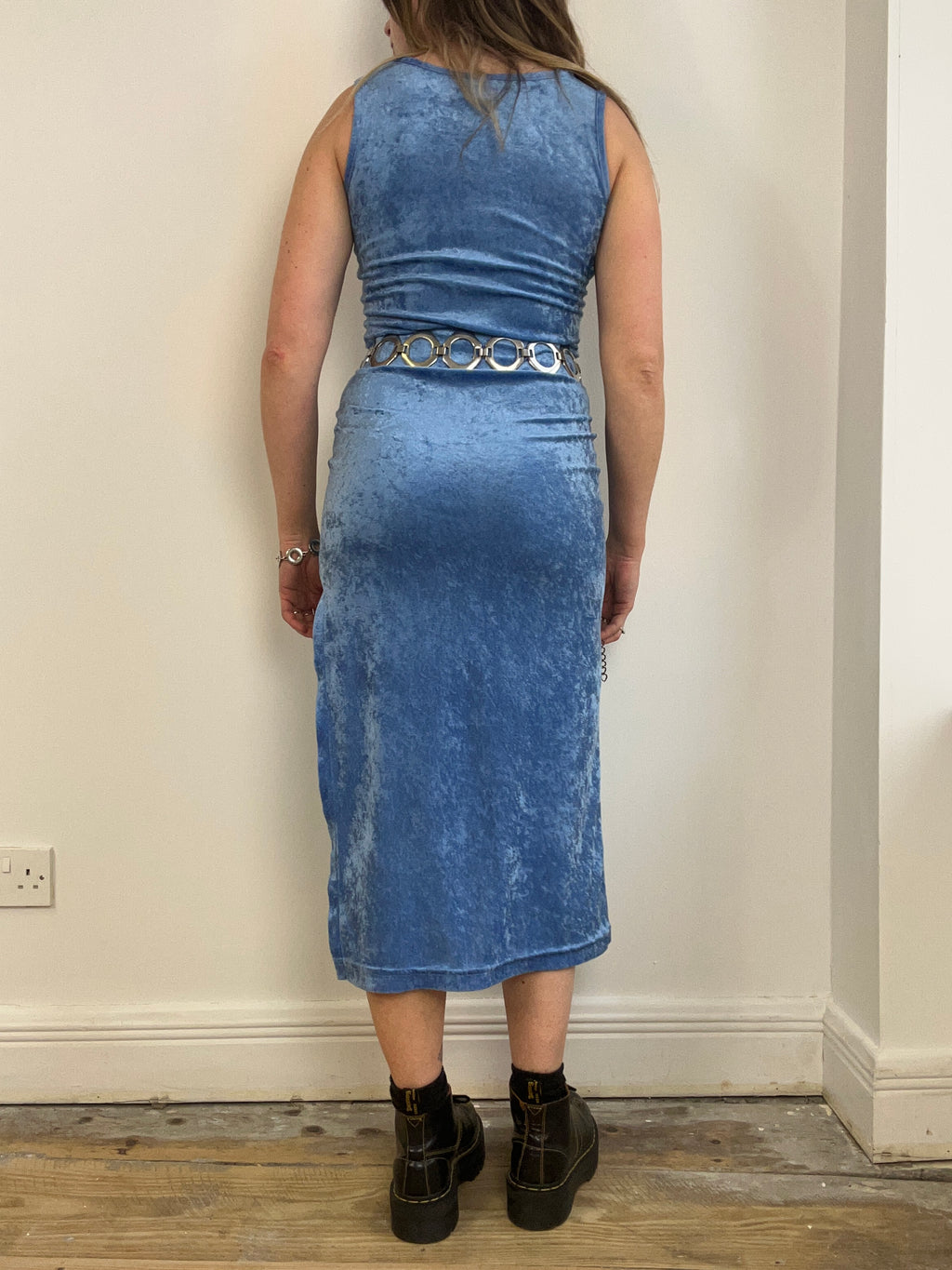 Baby Blue Velvet Dress Size 8/10