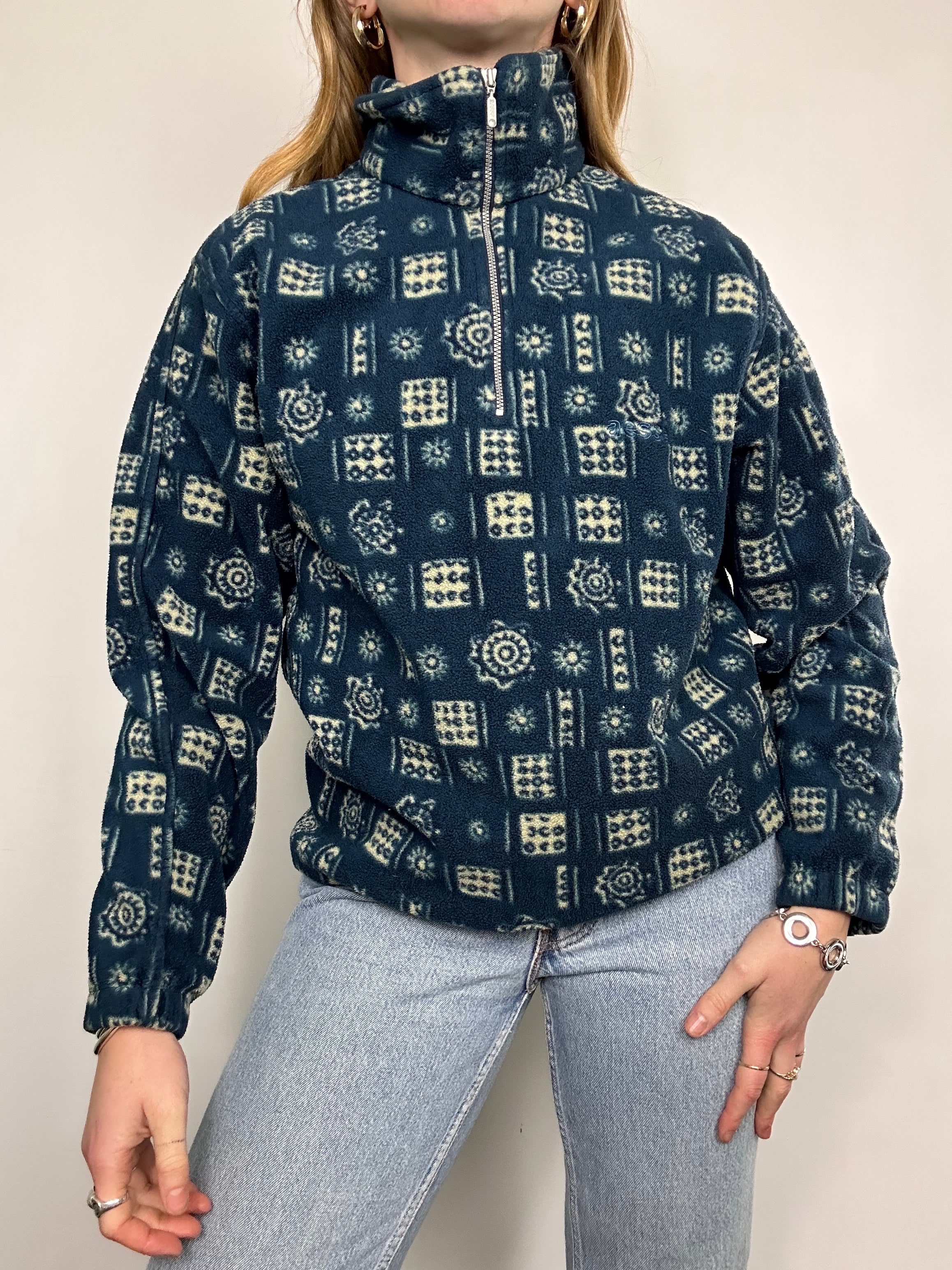 Navy half Zip 90's Fleece Size X