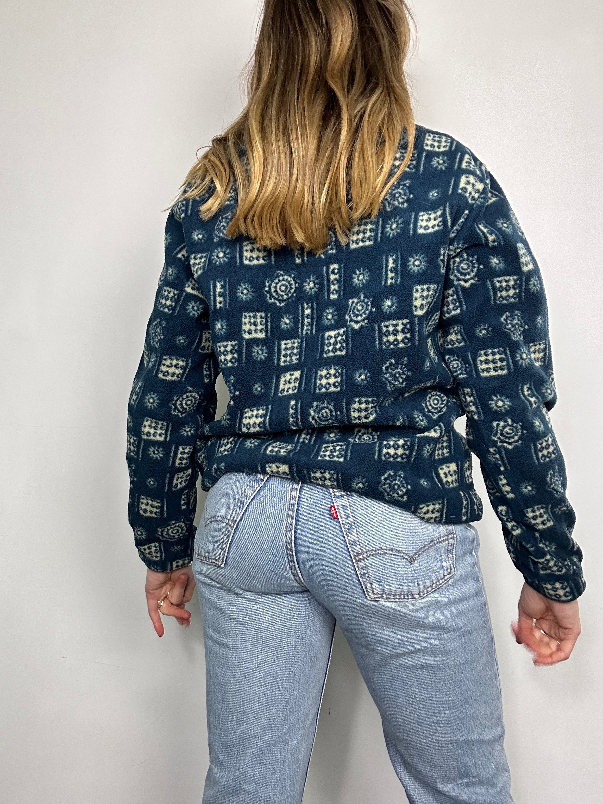 Navy half Zip 90's Fleece Size X