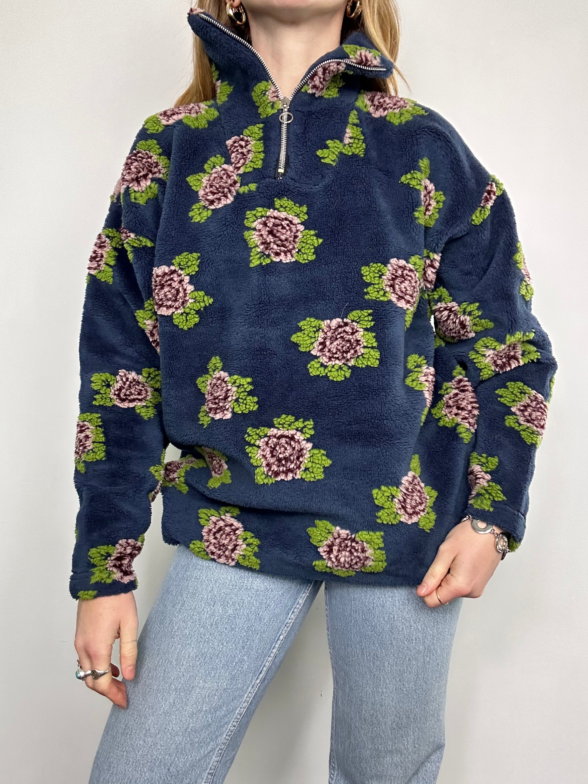 half Zip 90's Teddy Fleece Size S