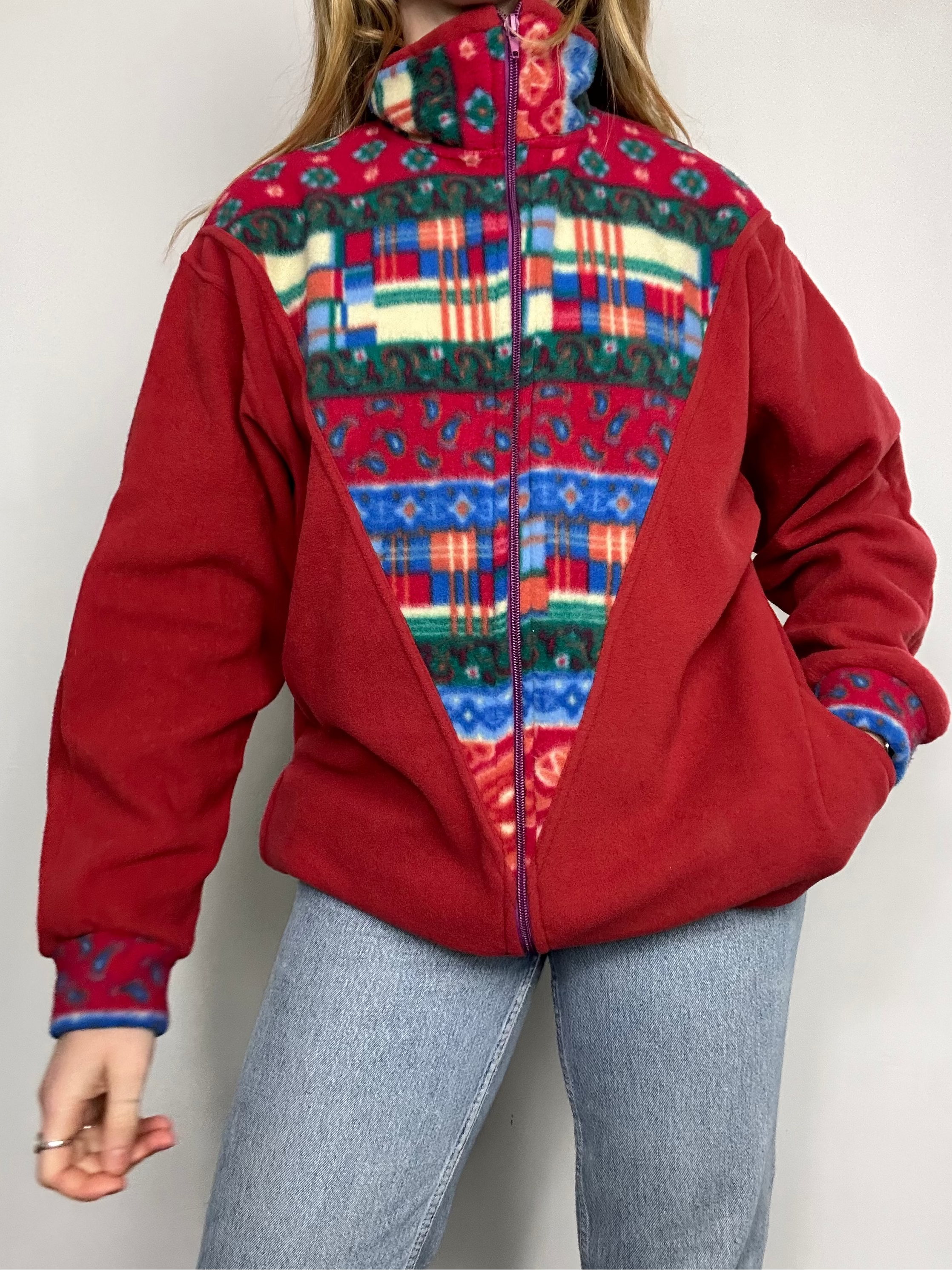 Red Aztec Fleece Size L