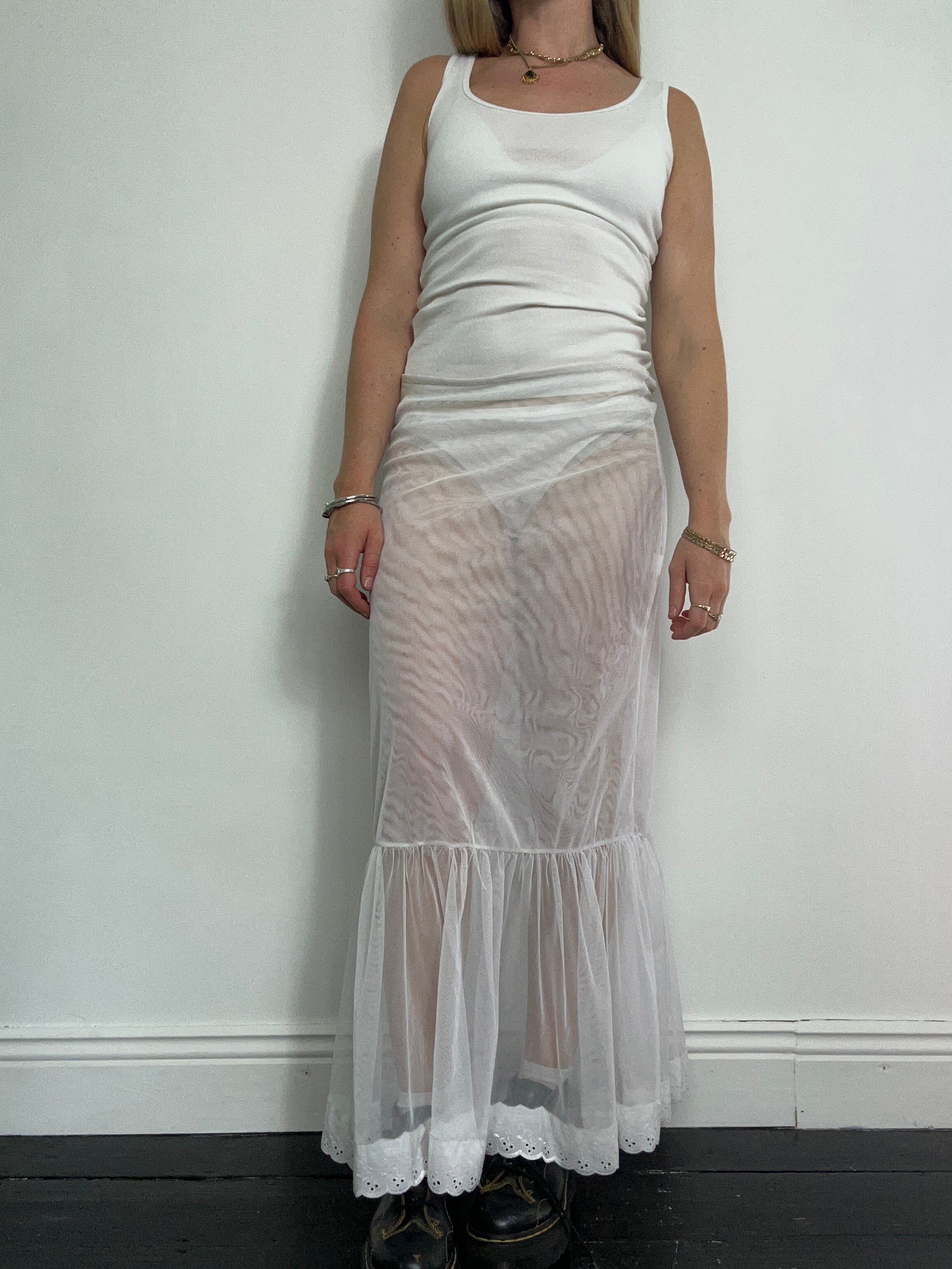 Sheer White Maci Skirt Size 12/14