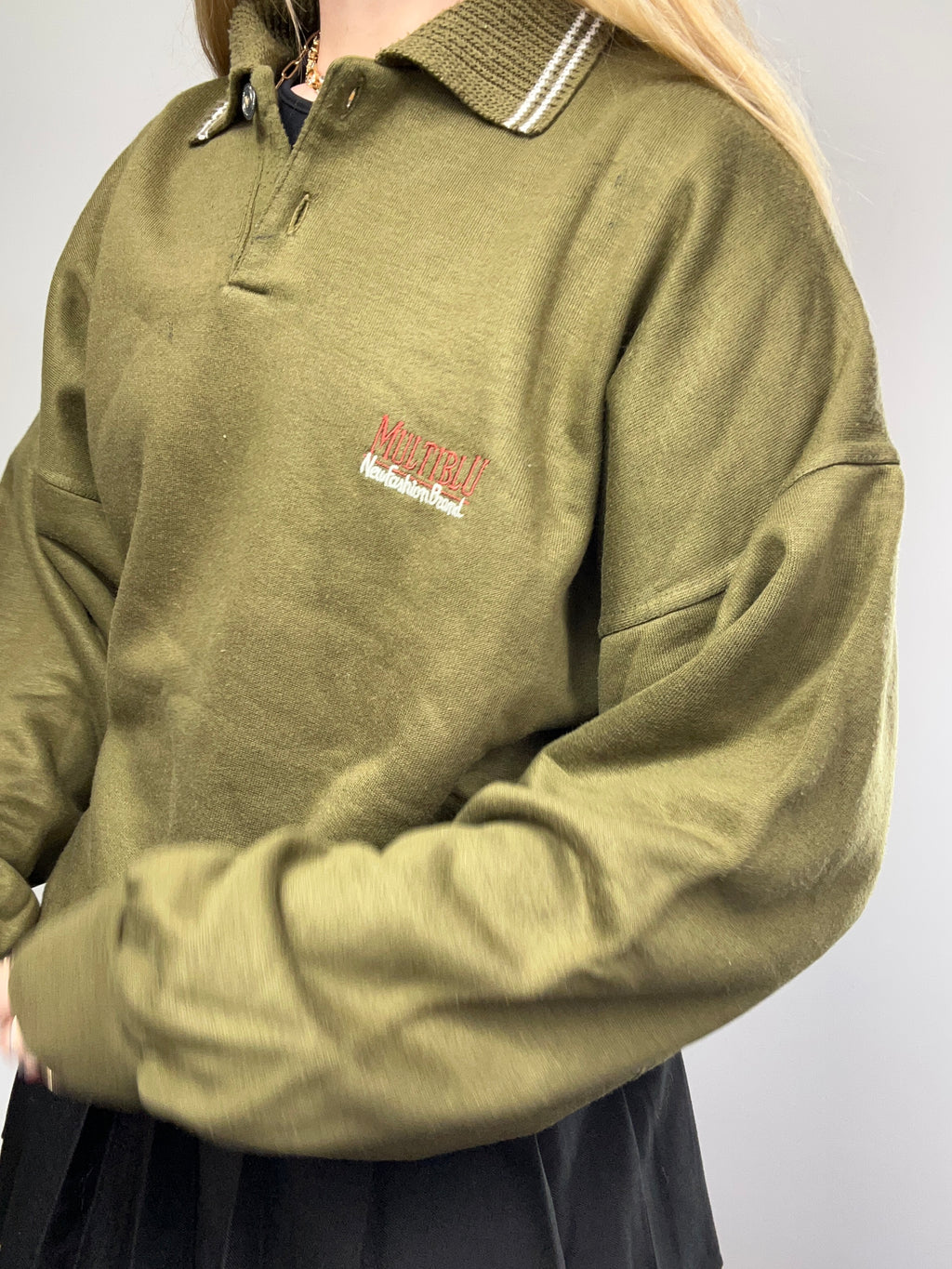 kaki 90's Green Sweater Size L