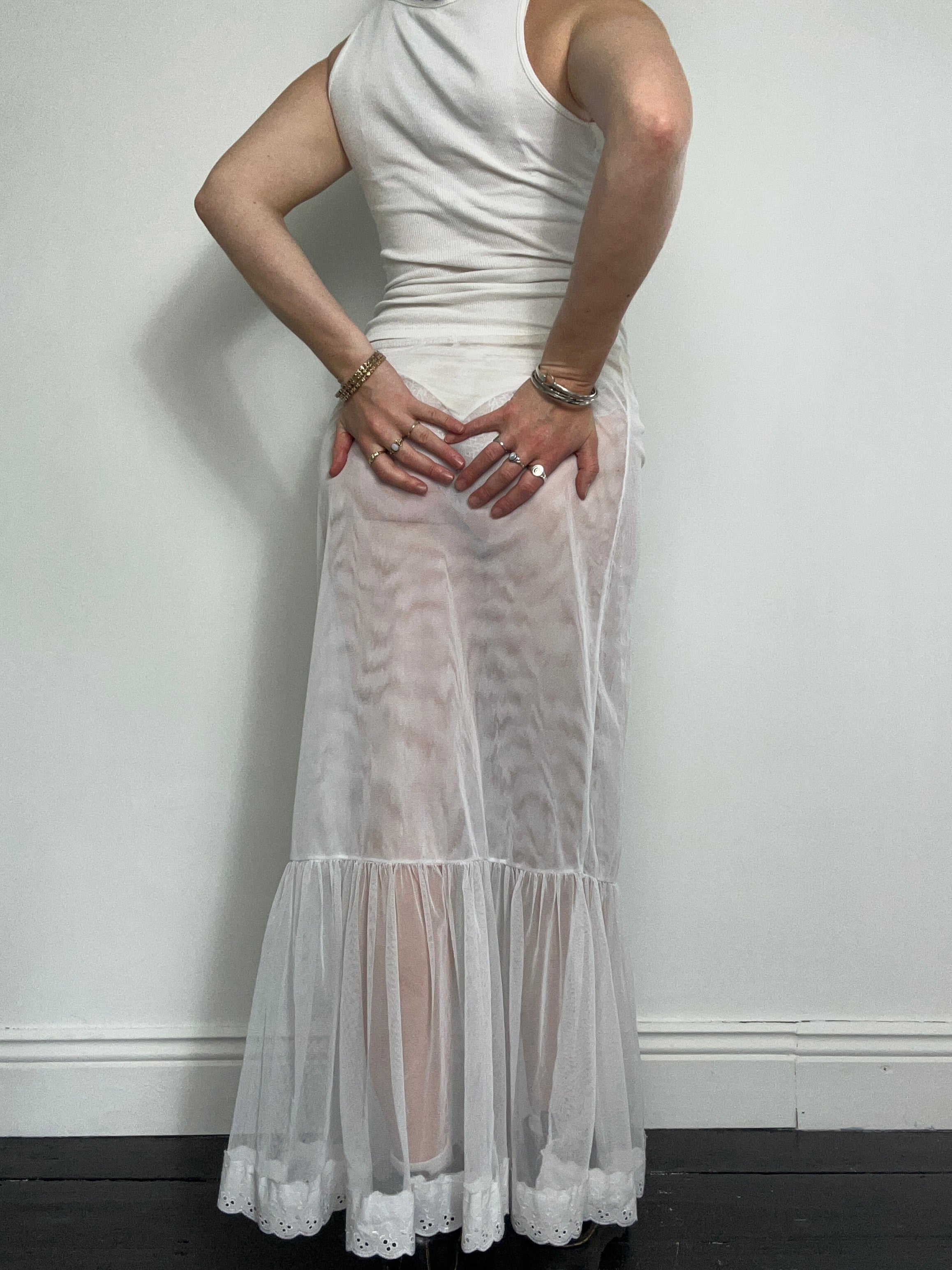 Sheer White Maci Skirt Size 12/14
