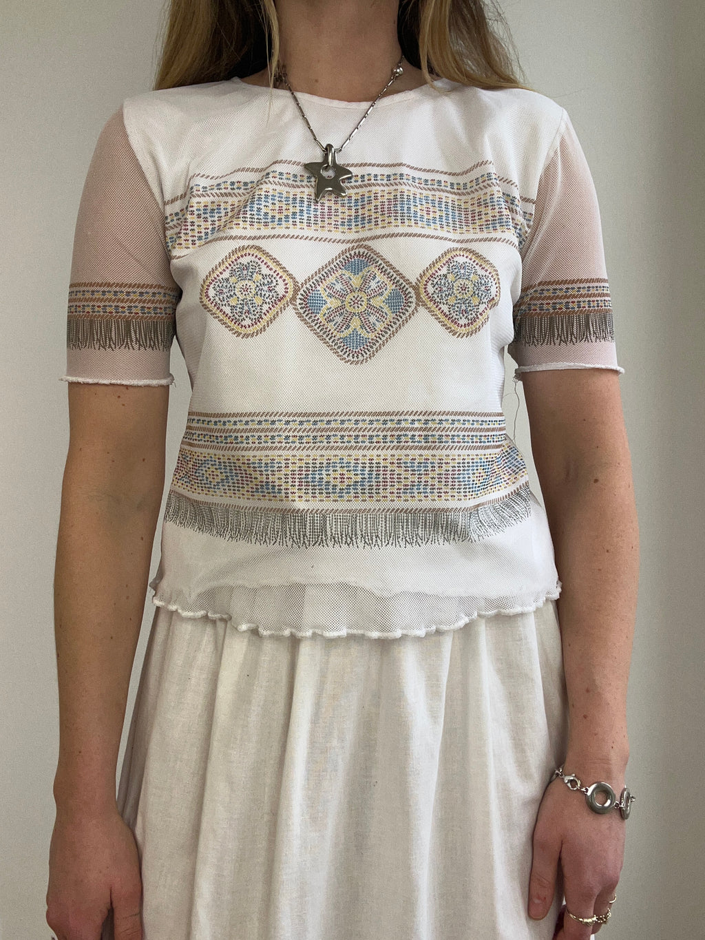 White Mesh Top Size 10/12