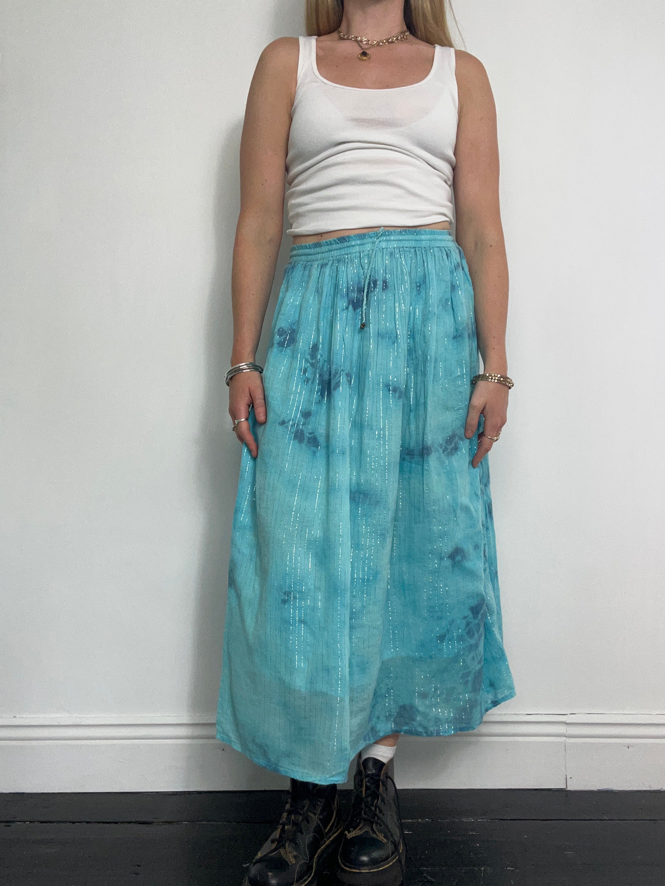 Baby Blue Tie Dye Maxi Skirt Size 10/12