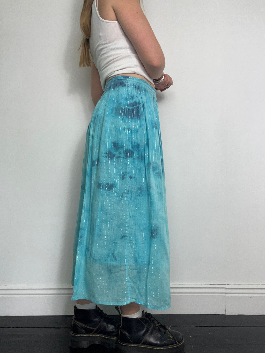 Baby Blue Tie Dye Maxi Skirt Size 10/12