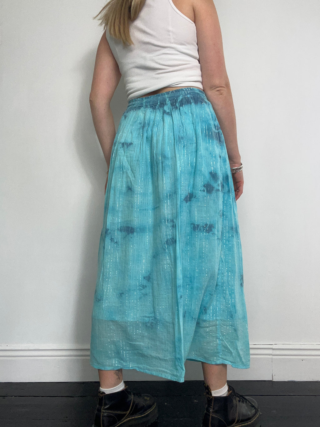 Baby Blue Tie Dye Maxi Skirt Size 10/12