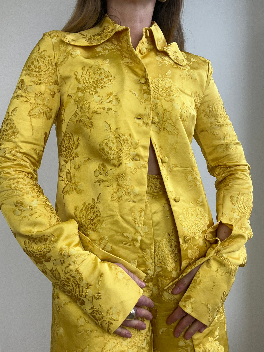 Yellow Hand Made Suit Size 8 Pants Size 10 Coat
