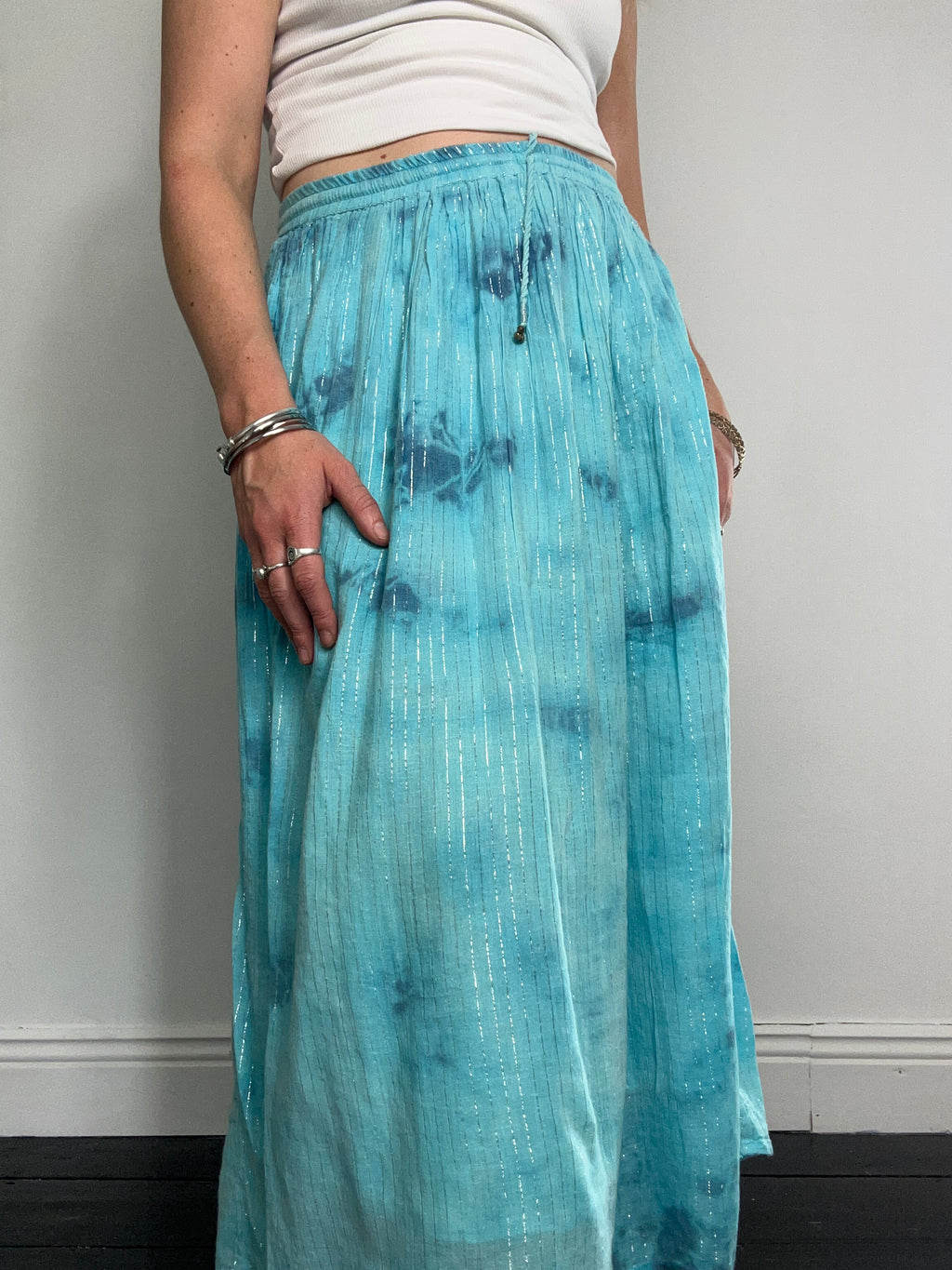 Baby Blue Tie Dye Maxi Skirt Size 10/12