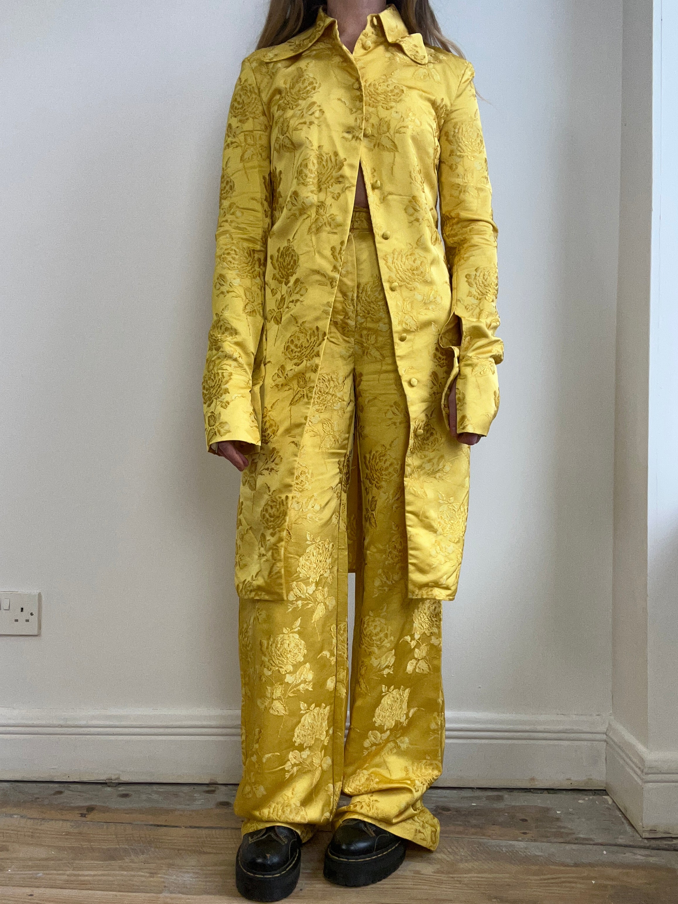 Yellow Hand Made Suit Size 8 Pants Size 10 Coat